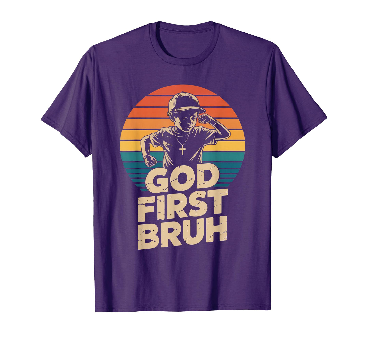 God First Bruh – Christian Kids Retro Dabbing T-Shirt