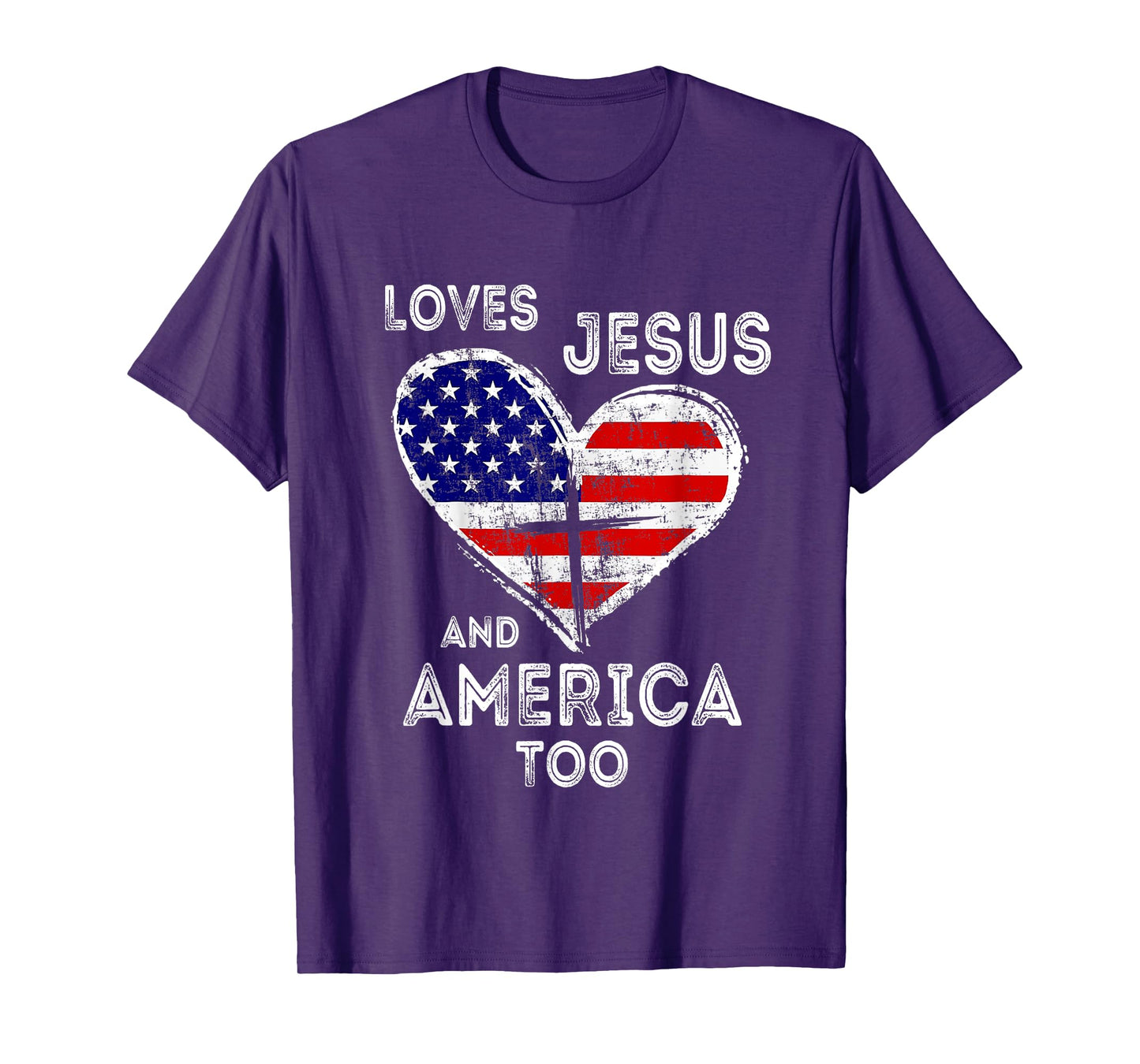 Retro Loves Jesus and America Too God Christian 4th of July T-Shirt