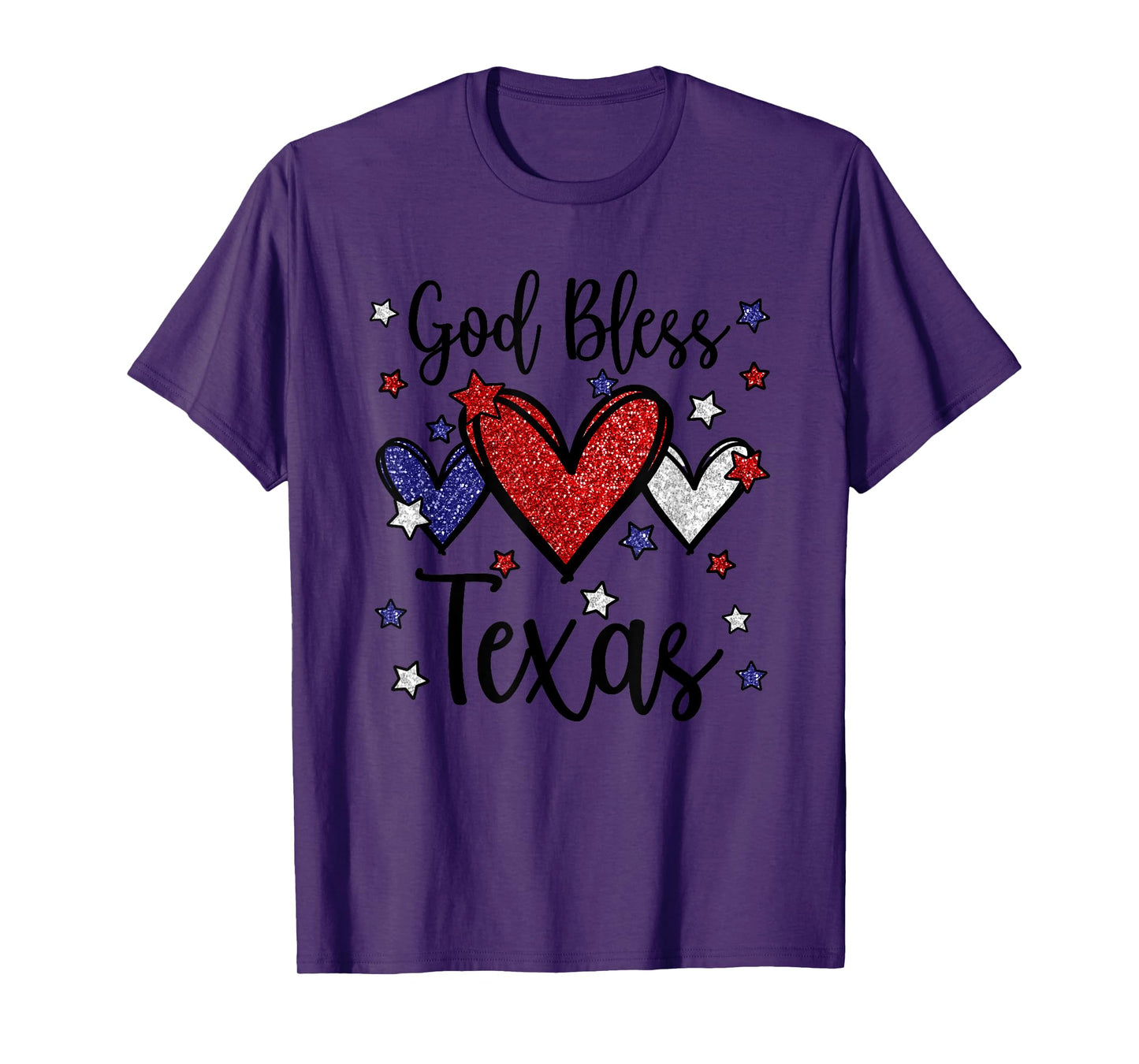 God Bless Texas Hearts For Patriotic Women & Fourth Of July T-Shirt