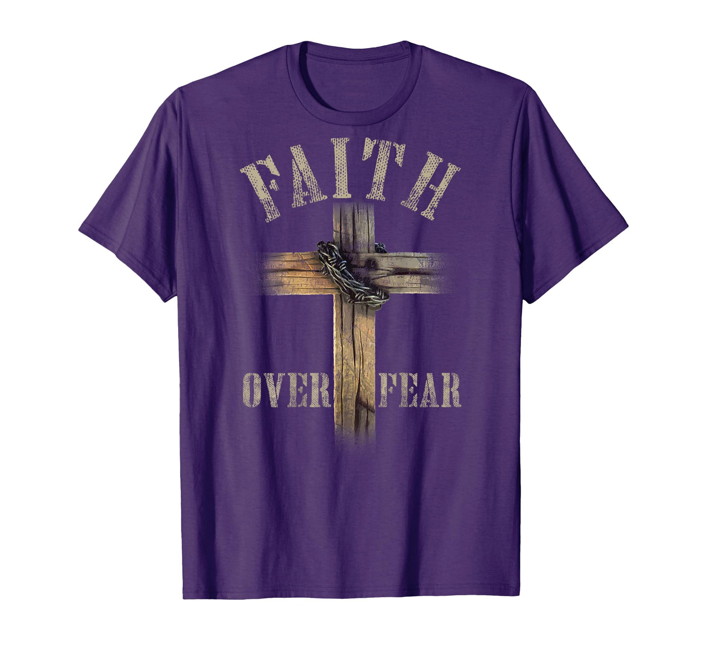 Faith Over Fear American Christian Cross God Jesus (on back) T-Shirt