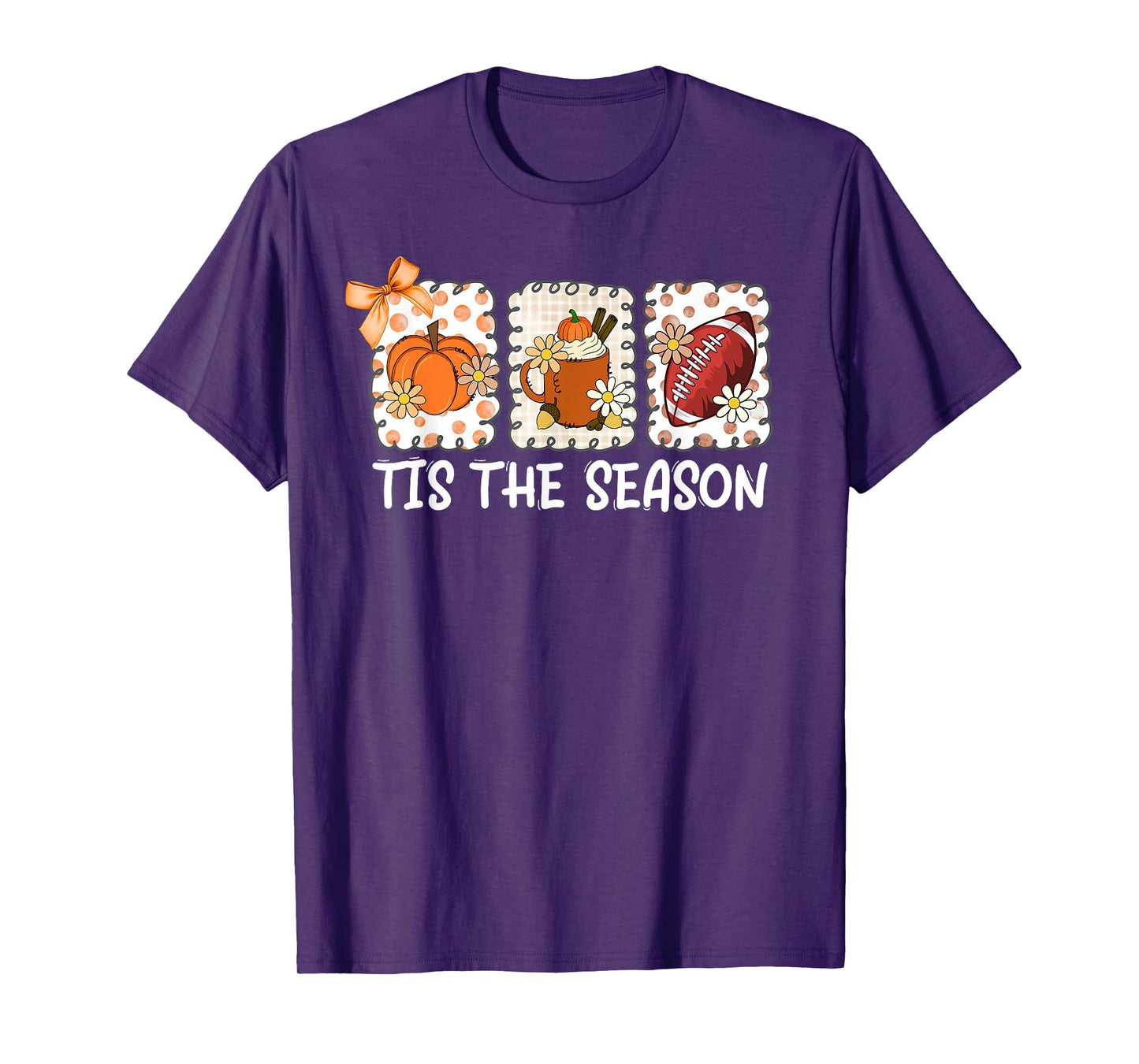 Tis The Season Fall Thanksgiving Pumpkin Spice Football T-Shirt