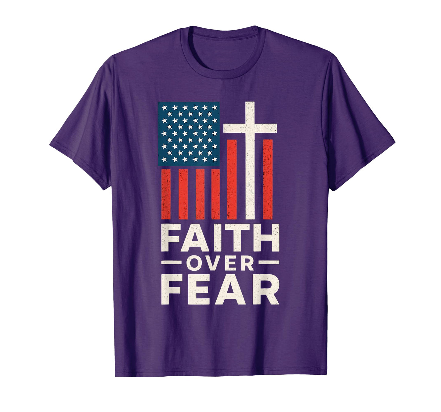 America Pride Us Flag Faith Over Fear Prayer T-Shirt
