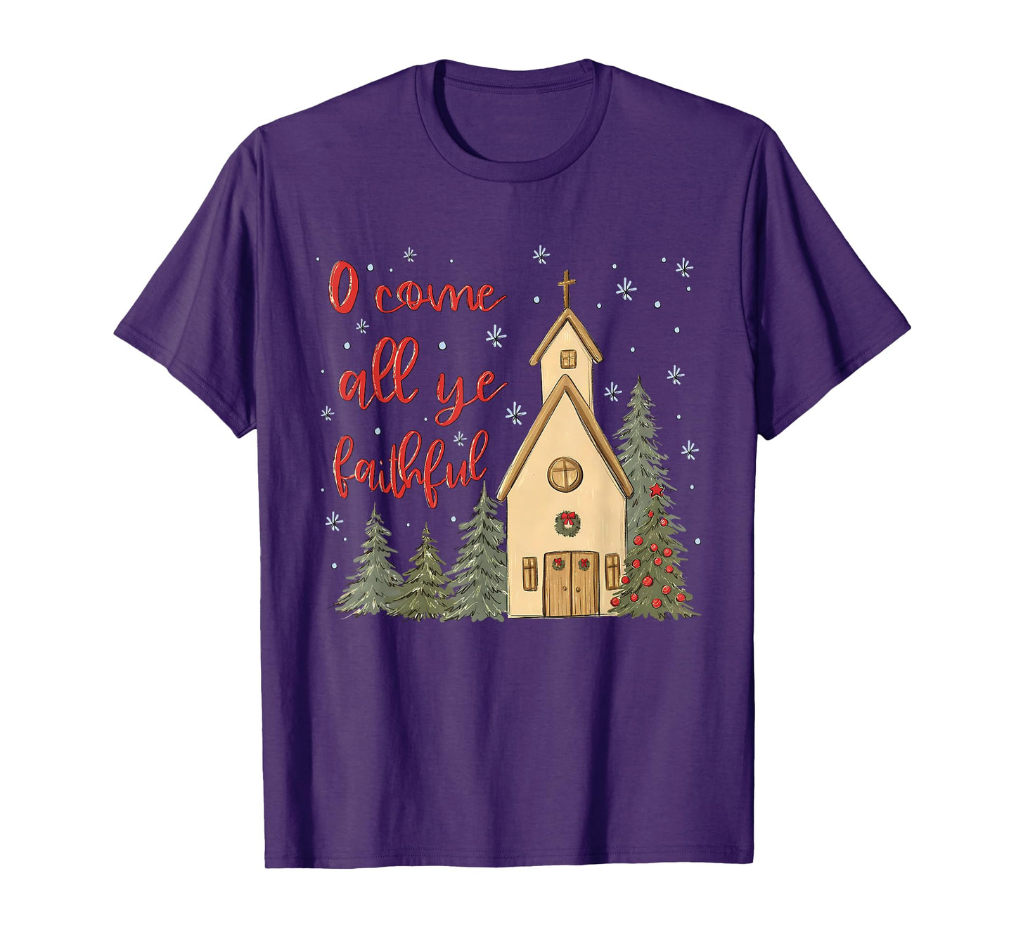 Vintage O Come All Ye Faithful Religious Christian Christmas T-Shirt