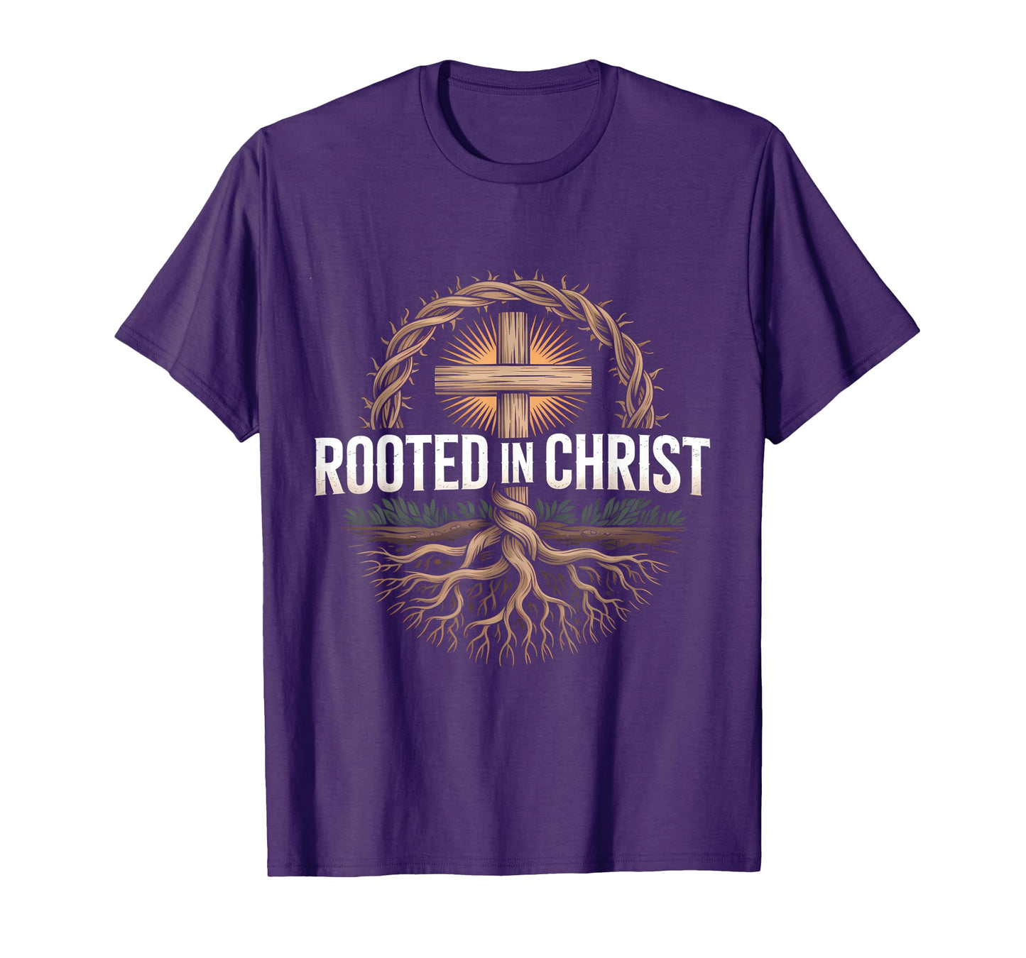Rooted in Christ Jesus Christian Faith Cross T-Shirt
