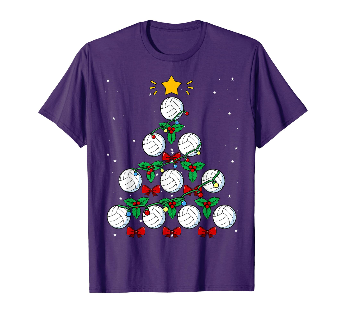 Volleyball Christmas Tree Ball Team Sports Coach Player Game T-Shirt
