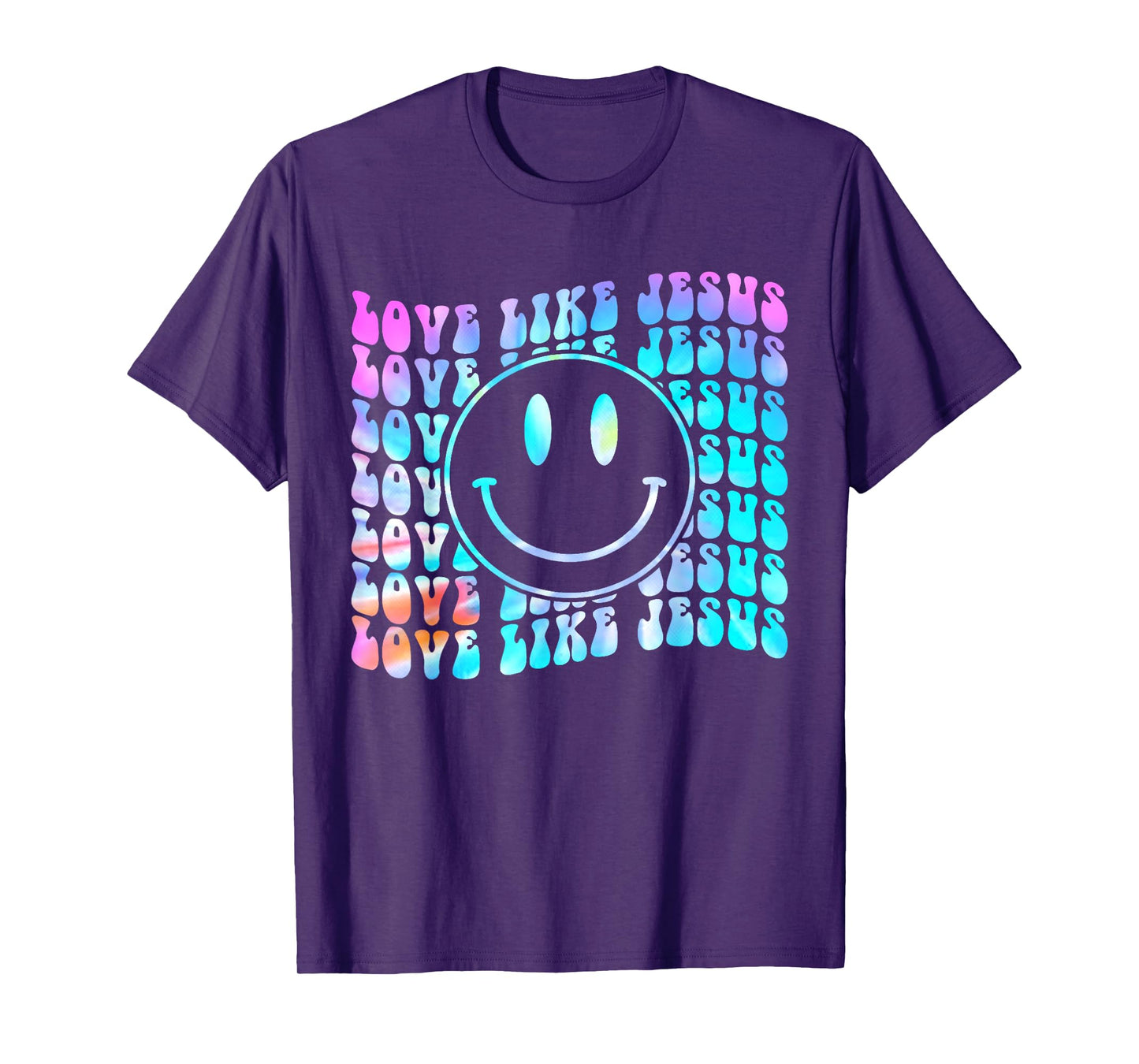Tie Dye Retro Love Like Jesus Shirt Happy Face Aesthetic T-Shirt