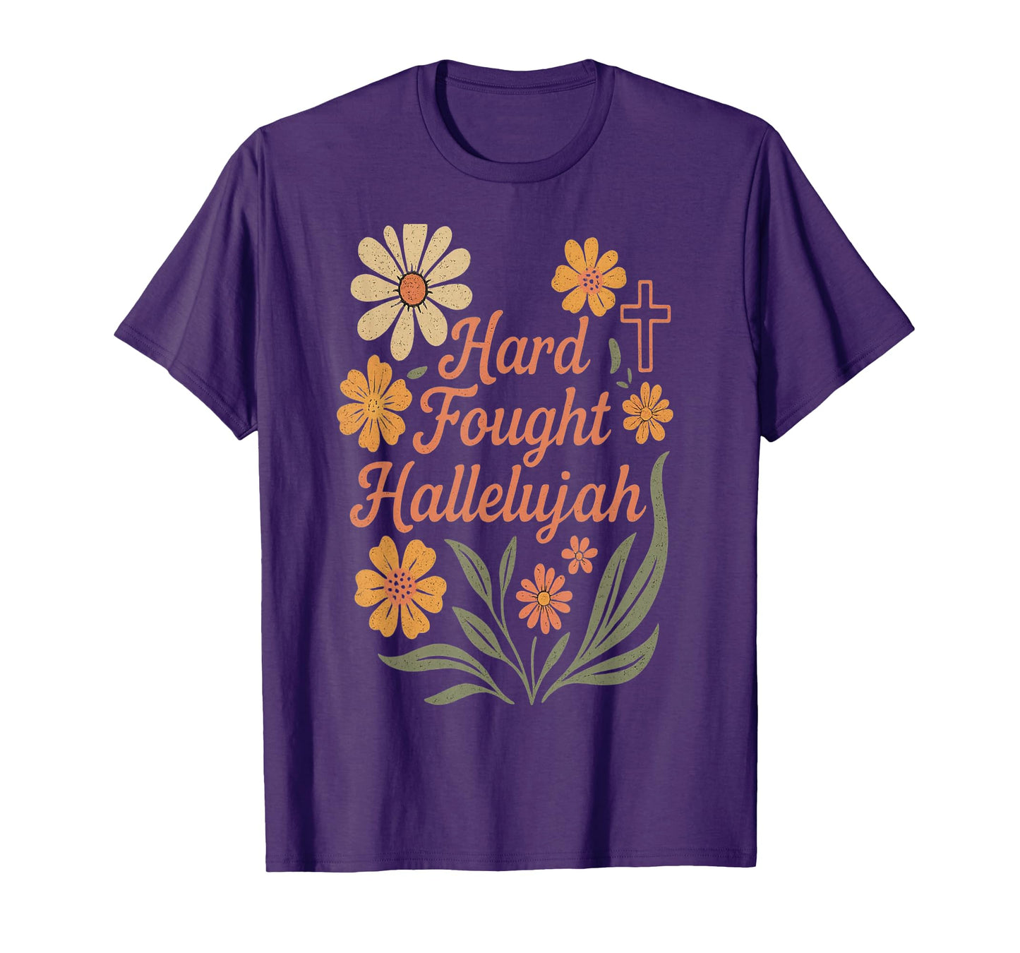 Hallelujah Hard Fought Bohemian Retro Christian T-Shirt