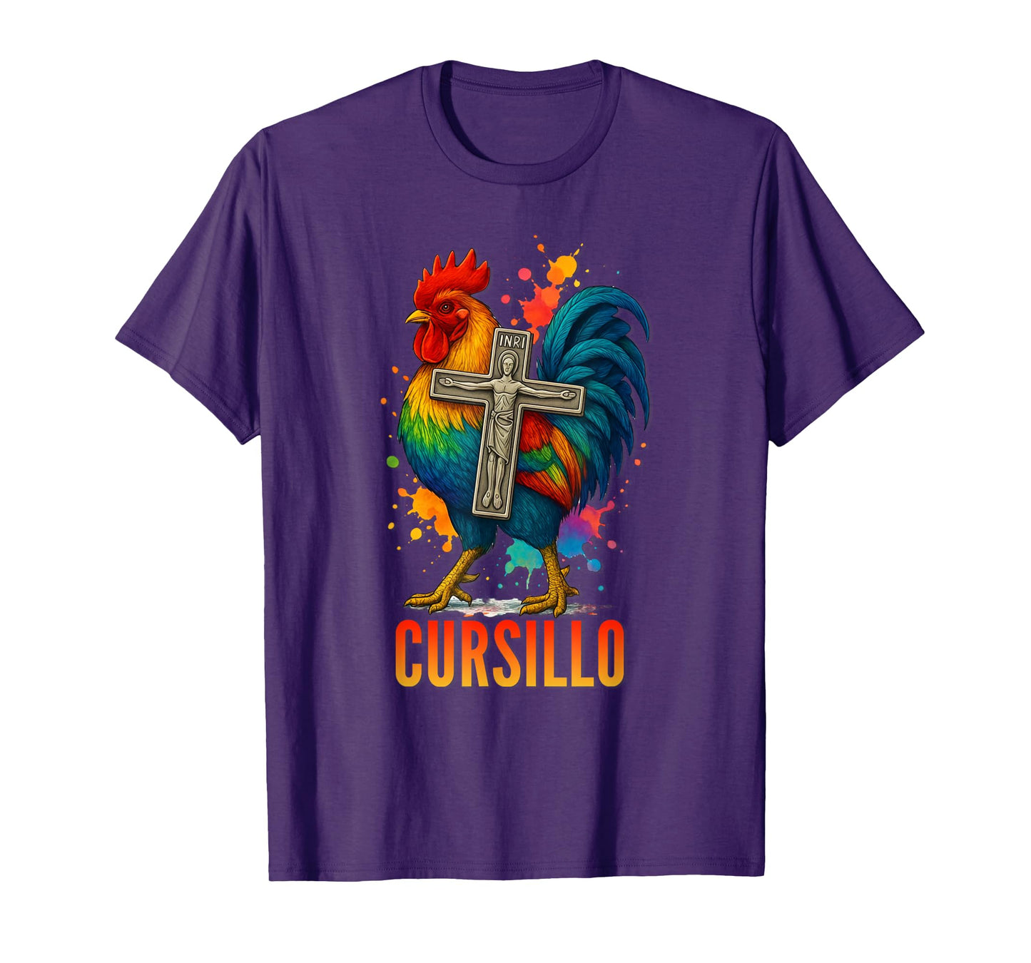 DeColores Cursillo Rainbow Rooster Catholic T-Shirt
