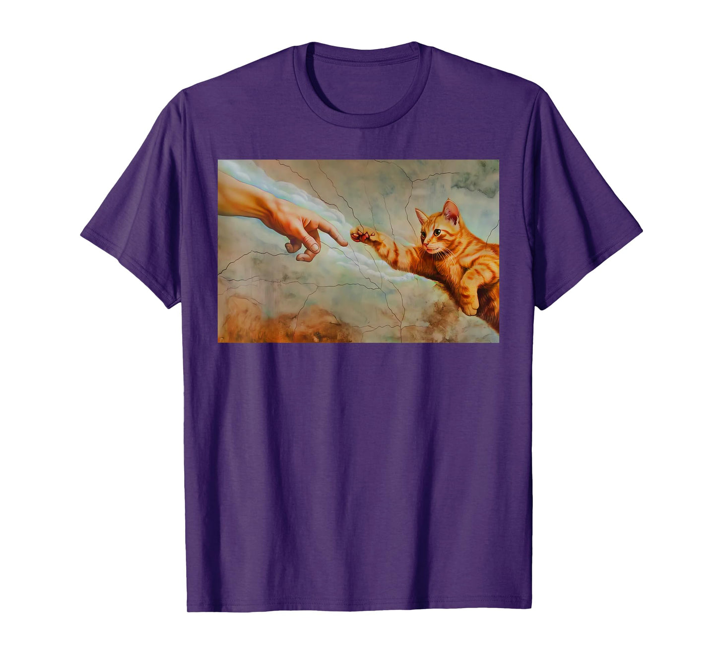 Funny Cat God Creation of Adam Meme Jesus Michelangelo Art T-Shirt