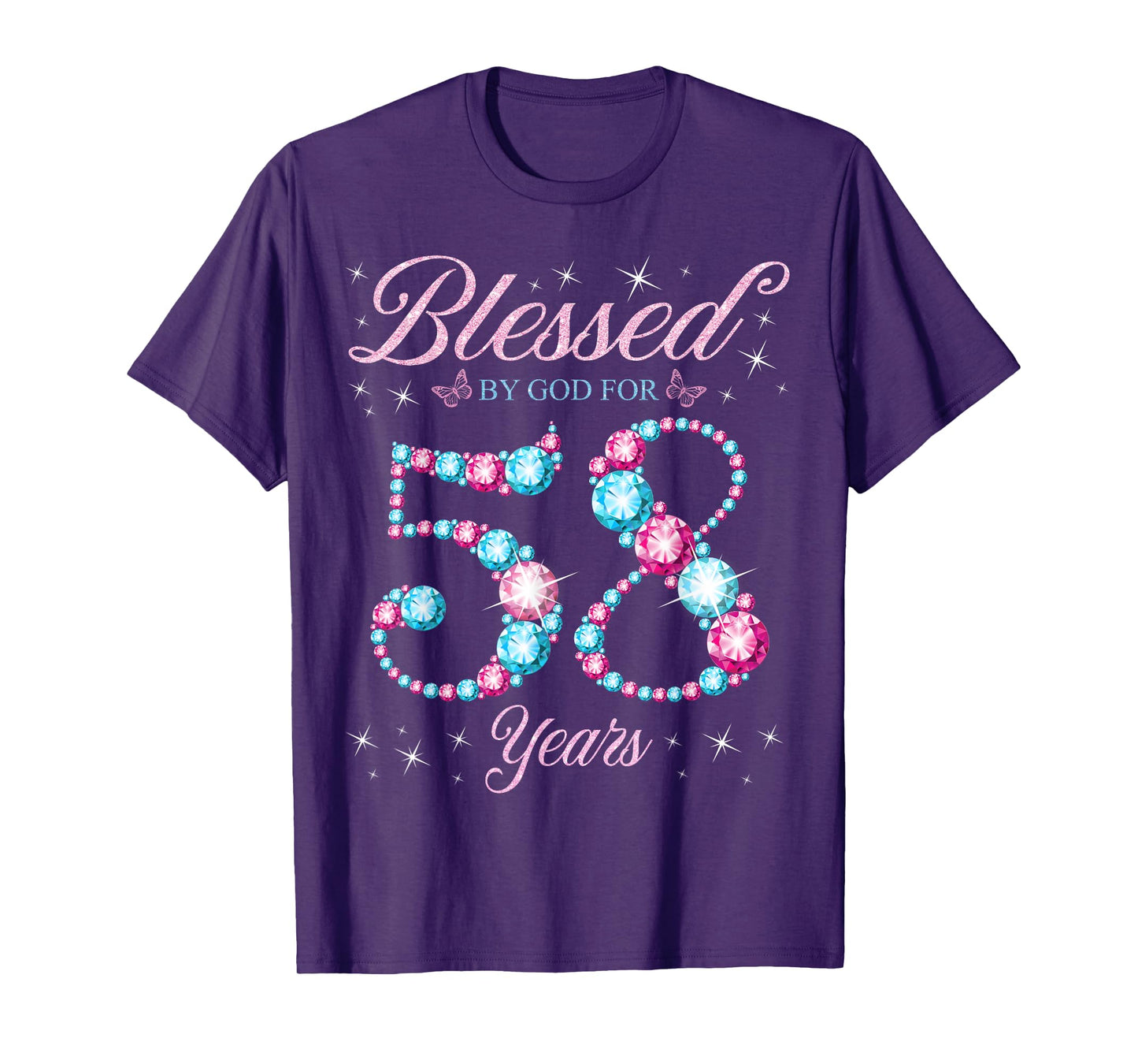 Blessed By God For 58 Years Old 58th Birthday Woman Queen T-Shirt