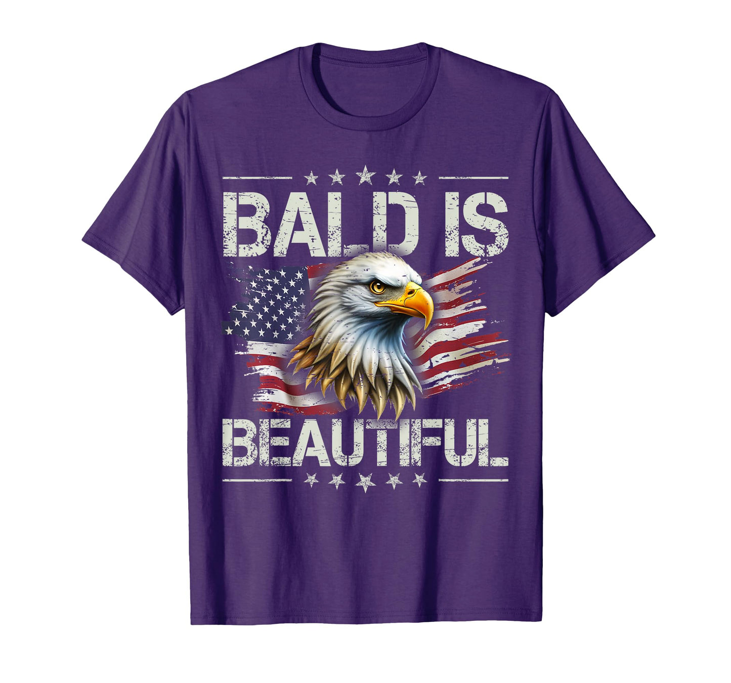 Bald Is Beautiful 4th of July Independence Day America Eagle T-Shirt