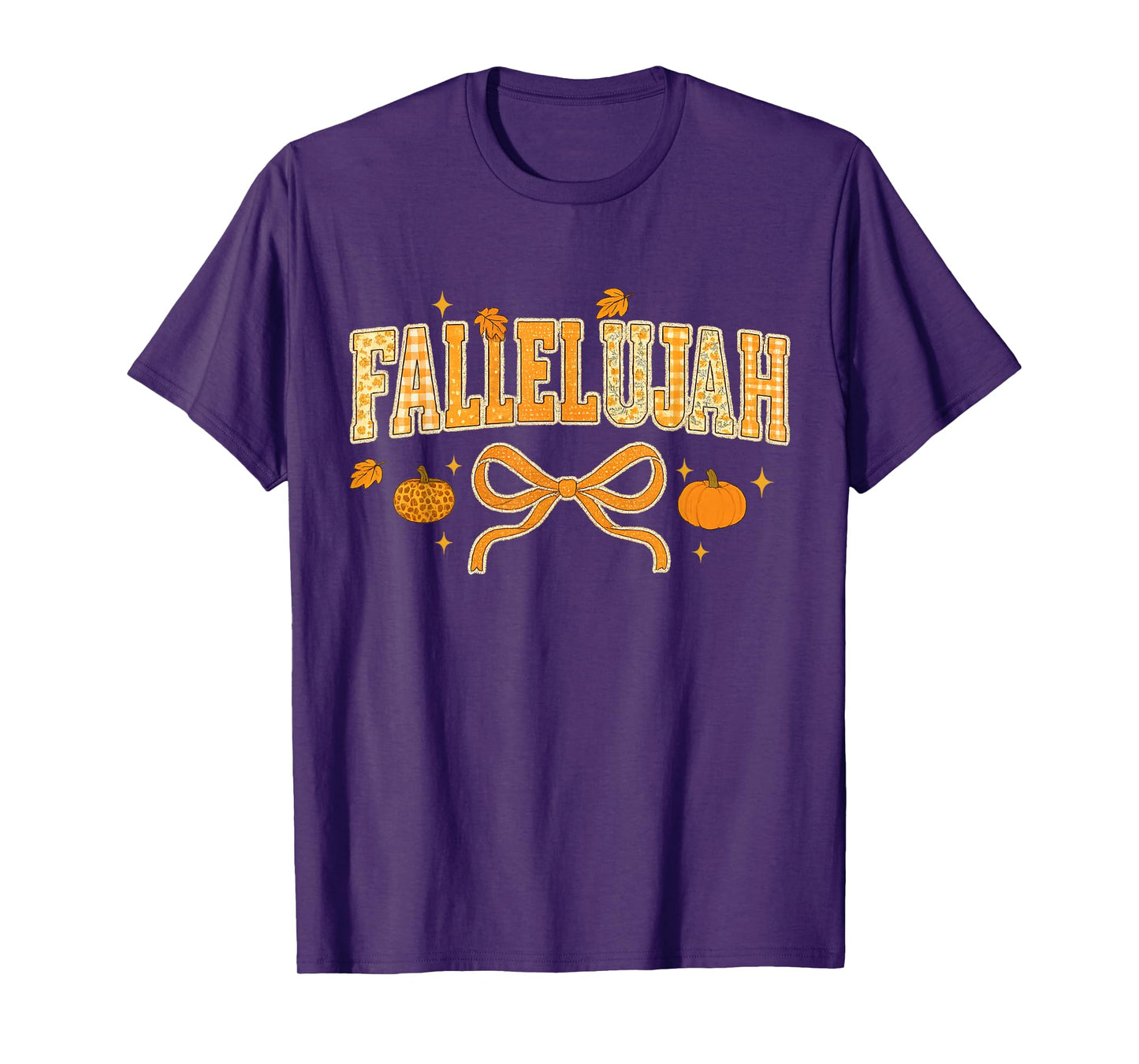 Fallelujah Fall Autumn Leaves Womens Cute Distressed T-Shirt