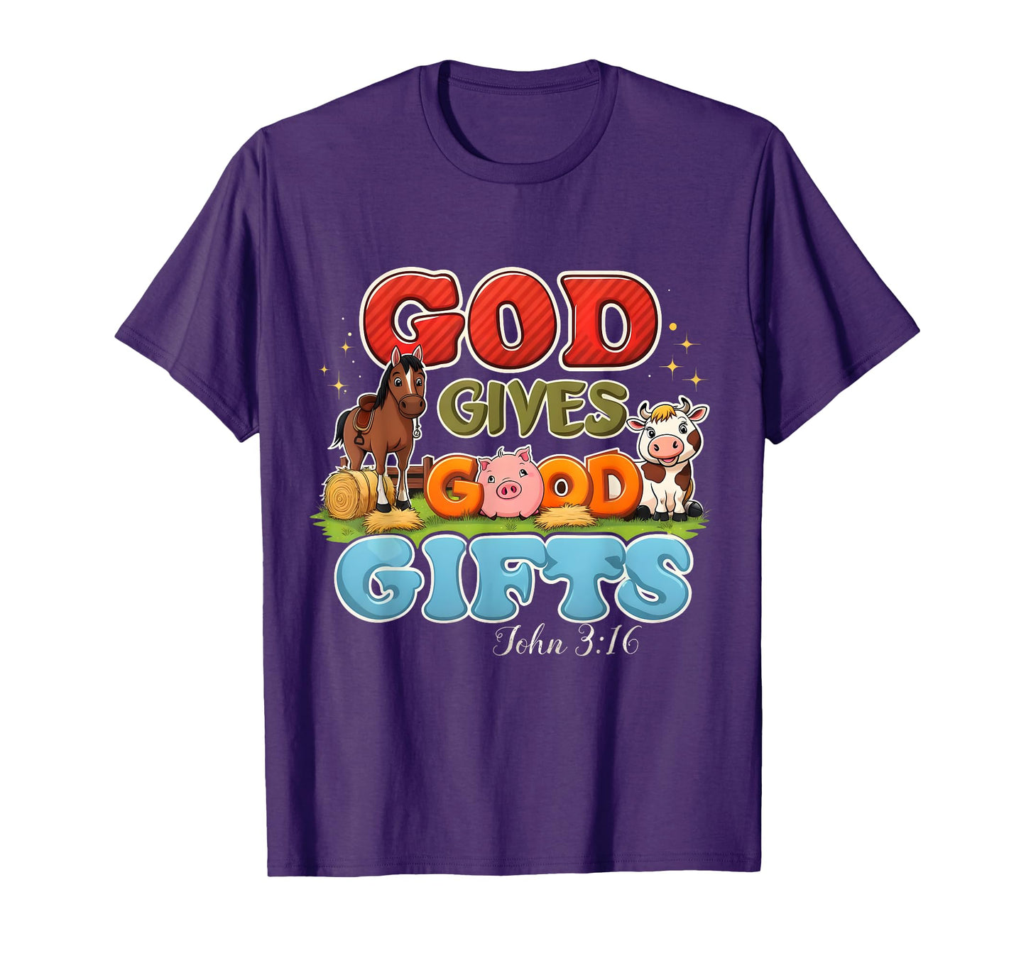 God Gives Good Gifts Farm Bible Verse Yee Haw VBS 2025 T-Shirt
