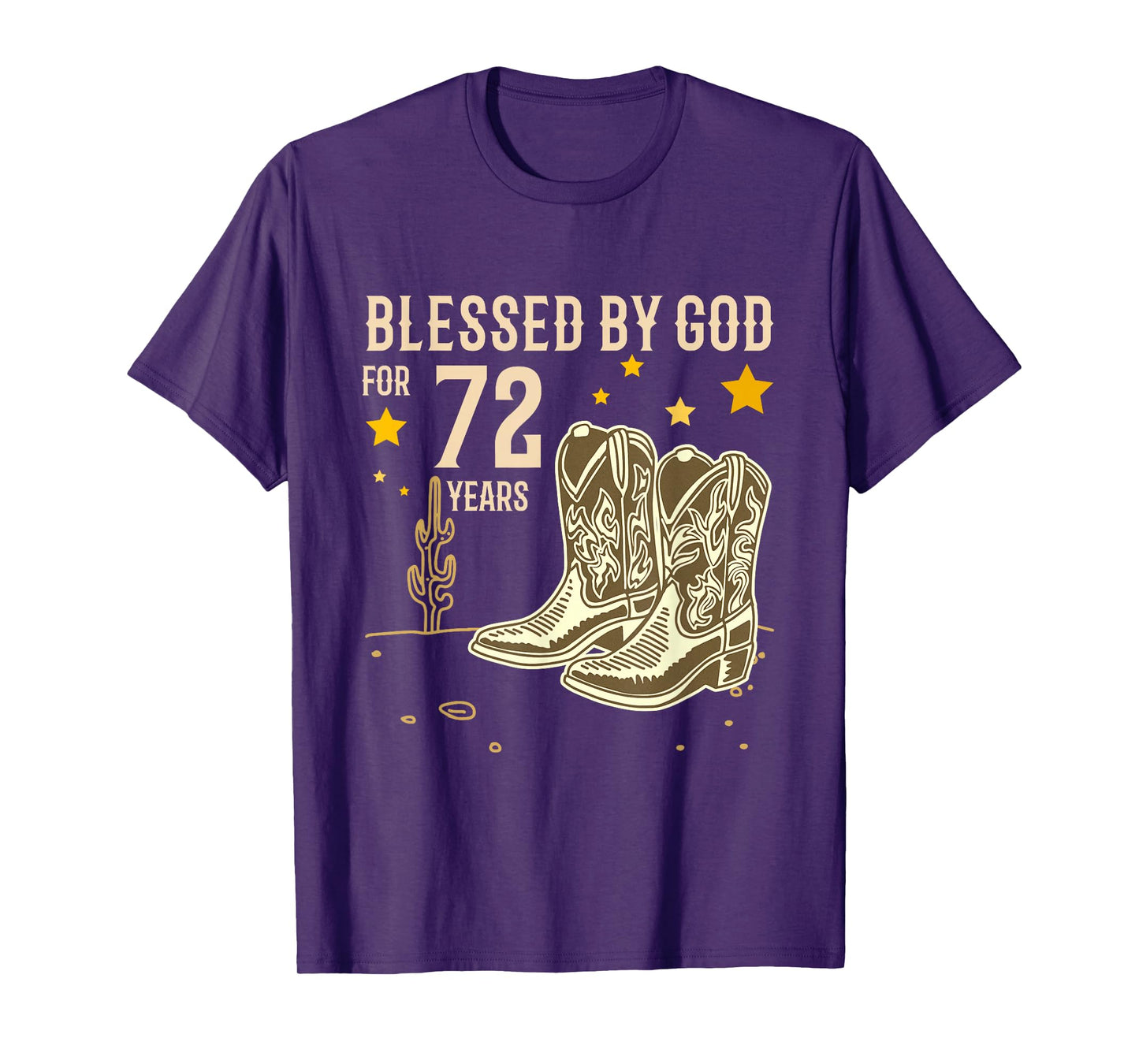 Vintage Blessed by God for 72 Years Cowboy 72nd Birthday Men T-Shirt