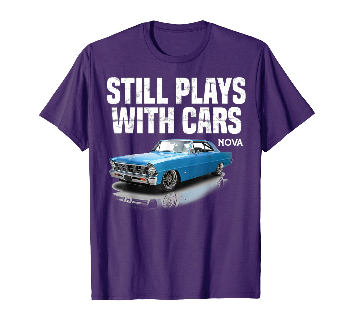 Still plays with cars nova 1967 1969 1972 blue Muscle Car T-Shirt