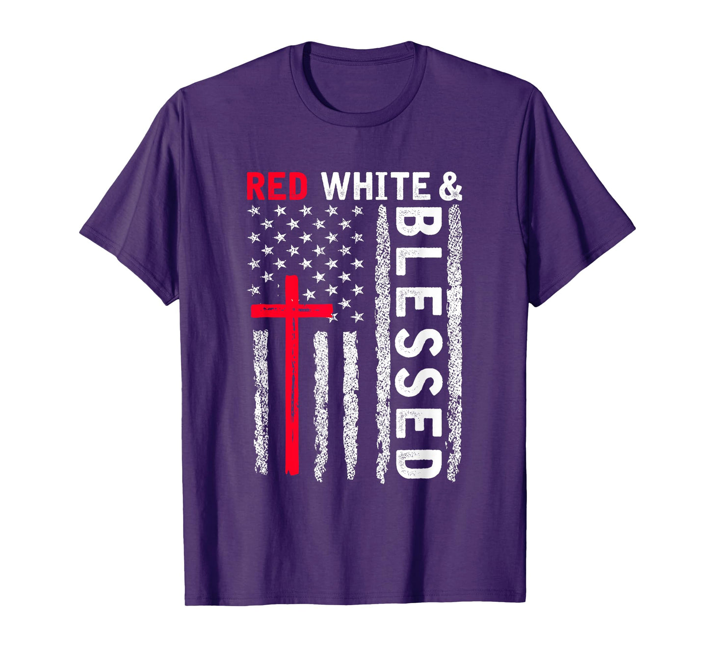 Christian Cross Red White & Blessed 4th Of July Men Women T-Shirt