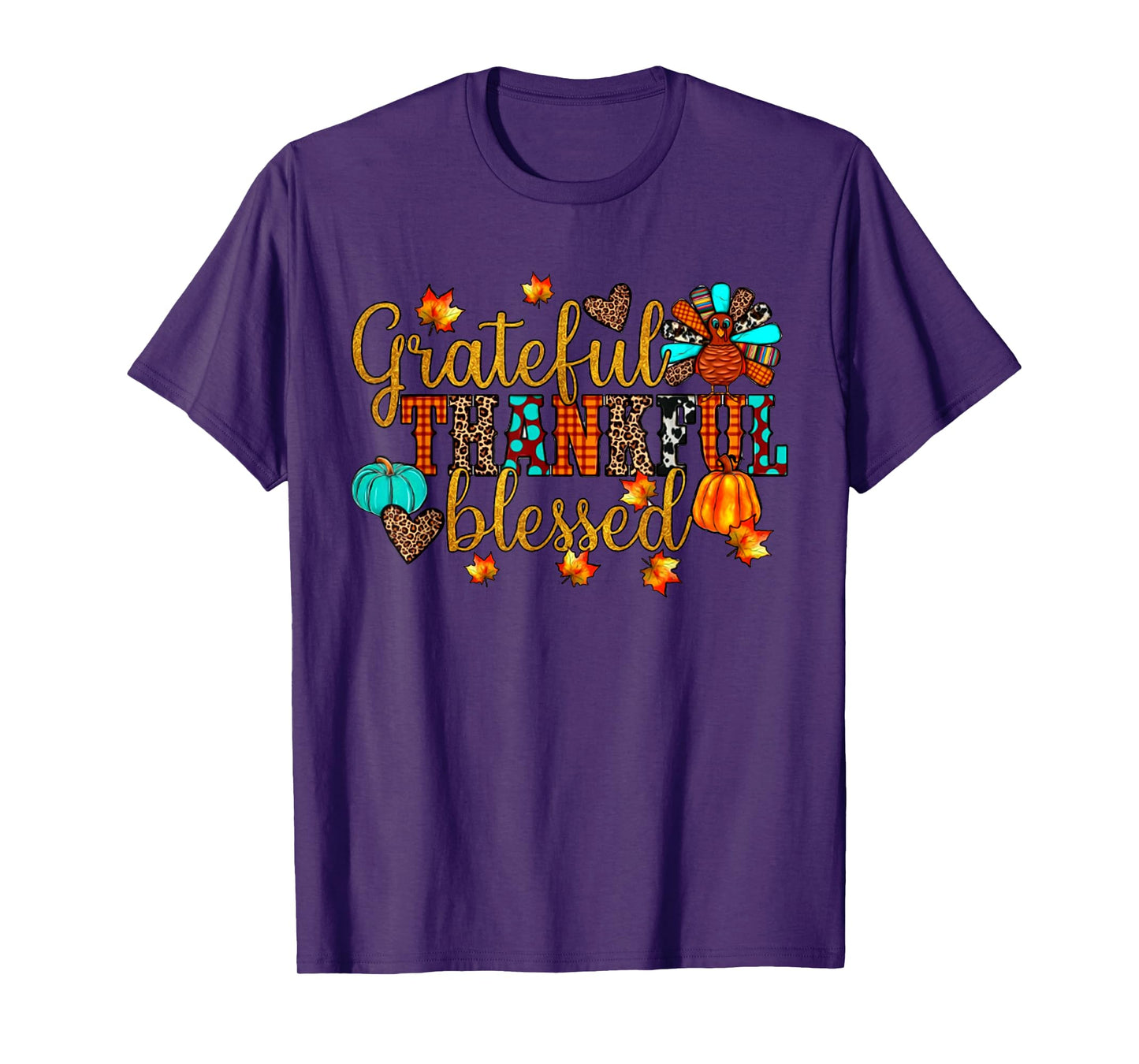 Thankful Grateful Blessed Christian Religious Thanksgiving T-Shirt