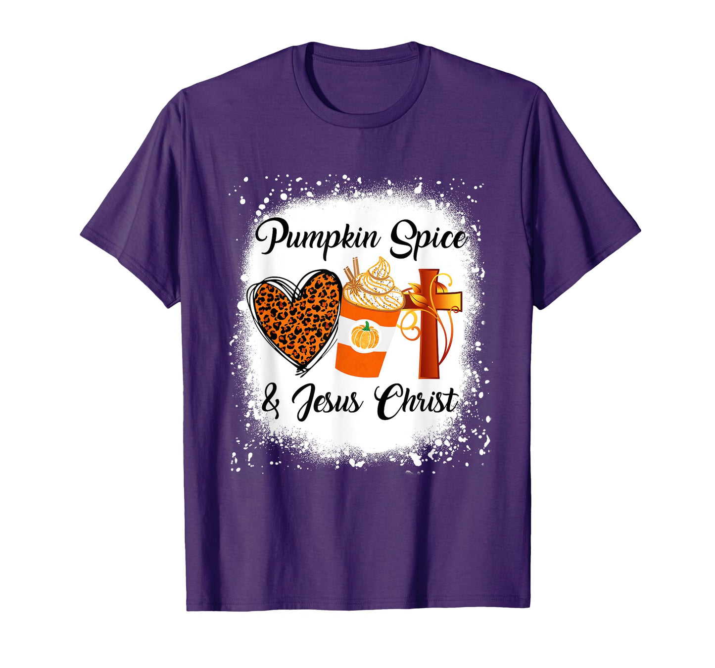 Pumpkin Spice And Jesus Christ Shirt Leopard Heart Coffee T-Shirt