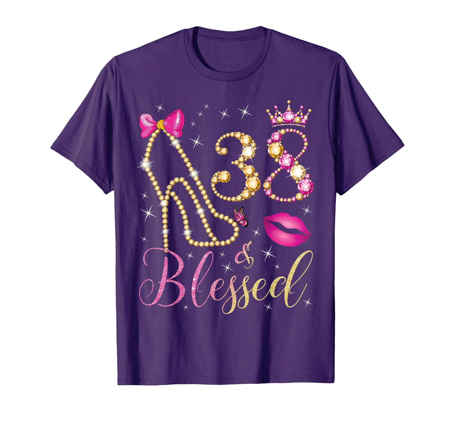 38 & Blessed 38th Birthday Party 38 Years Old Woman Queen T-Shirt