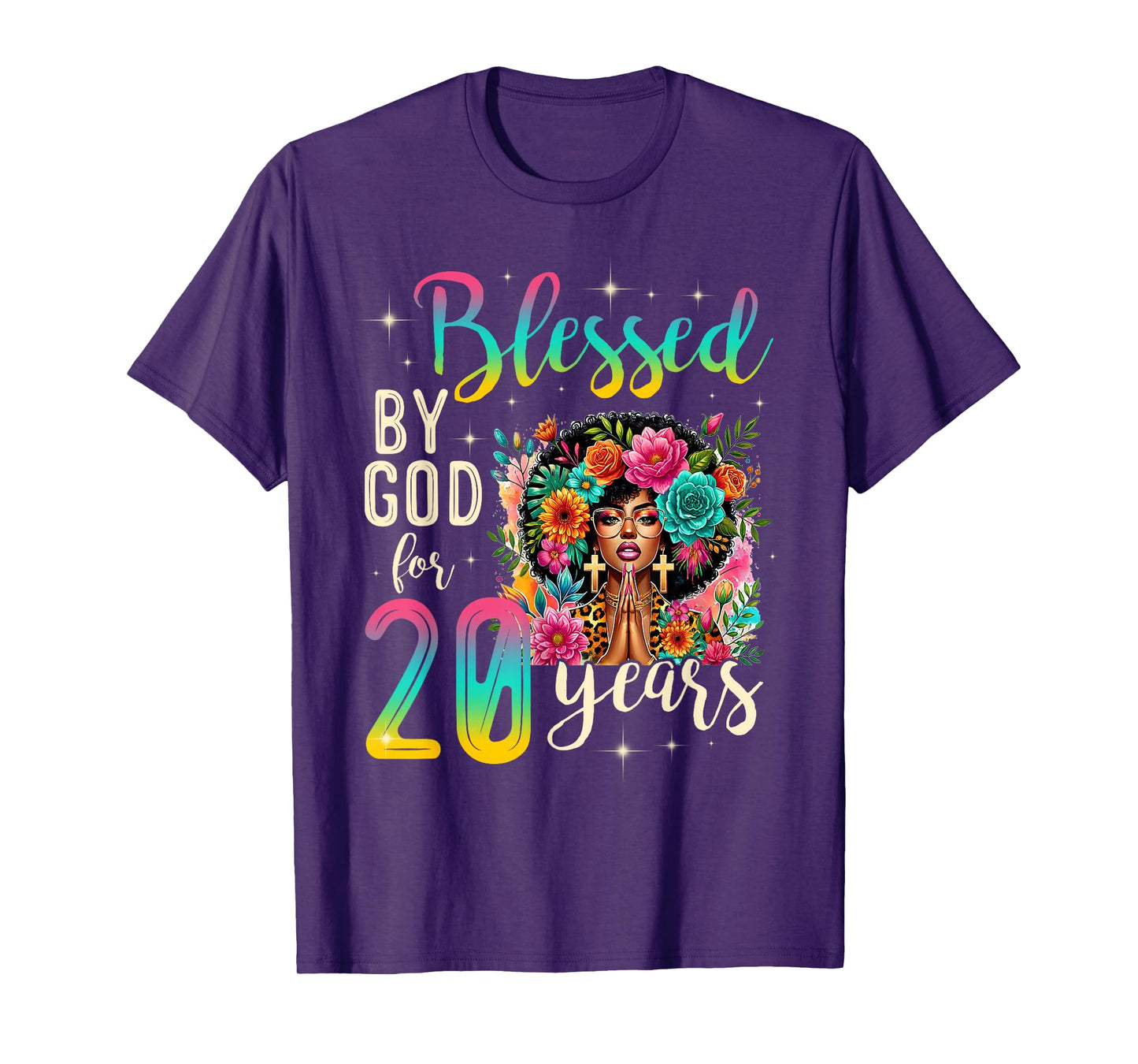 Black Girl Blessed by God for 20 Years Christian Birthday T-Shirt