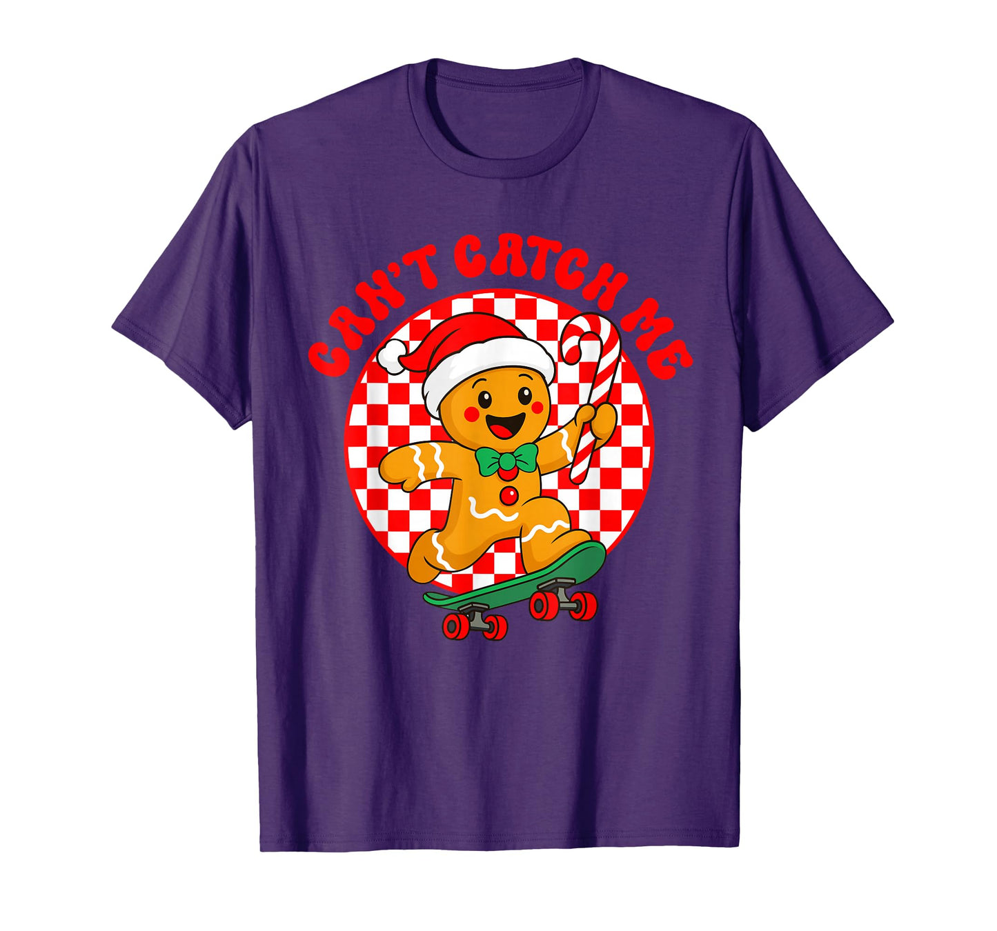 Can't Catch Me Retro Christmas Gingerbread Boy Xmas Kids T-Shirt