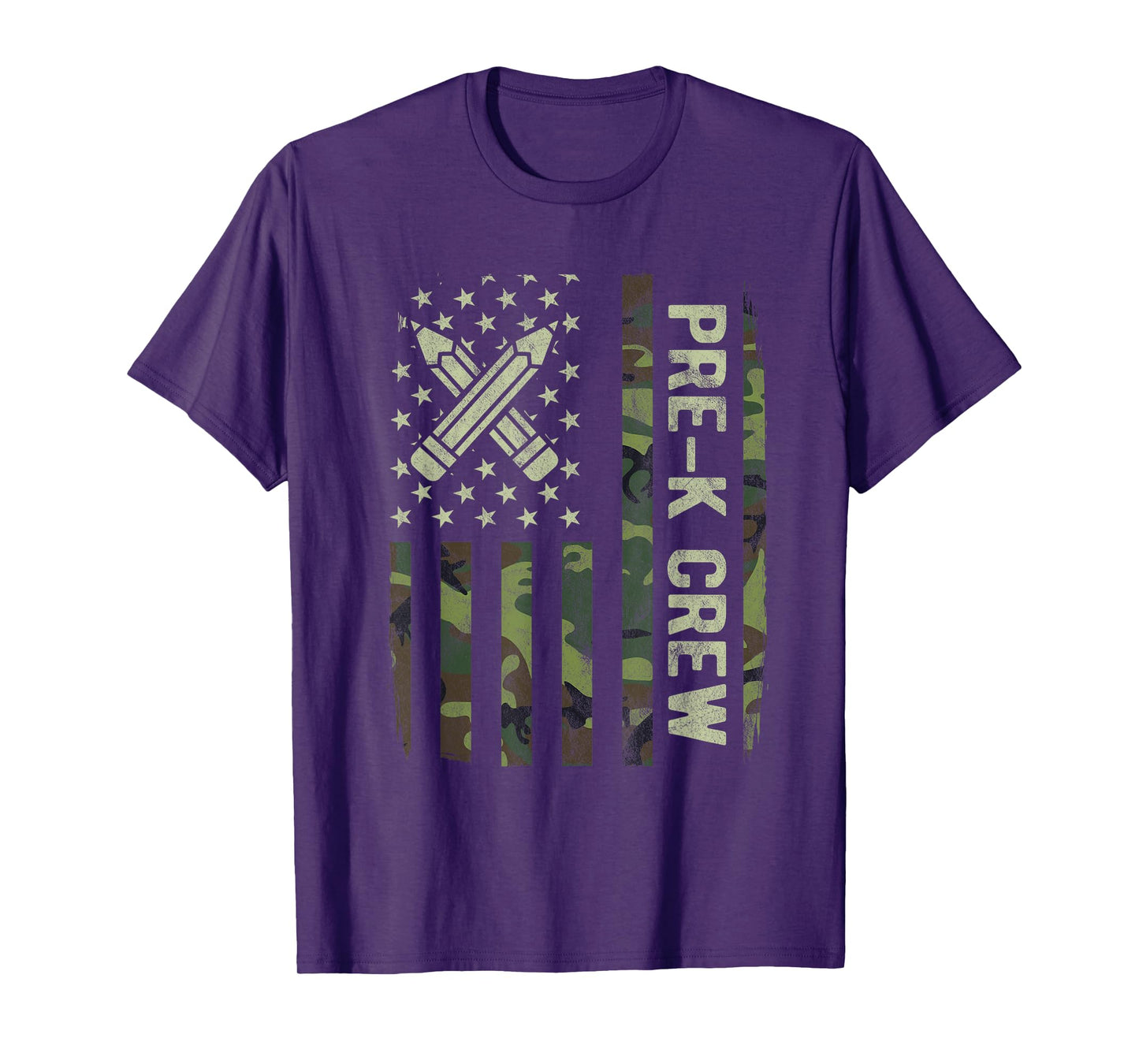 Pre-K Crew Camo American Flag Back to School Boys T-Shirt
