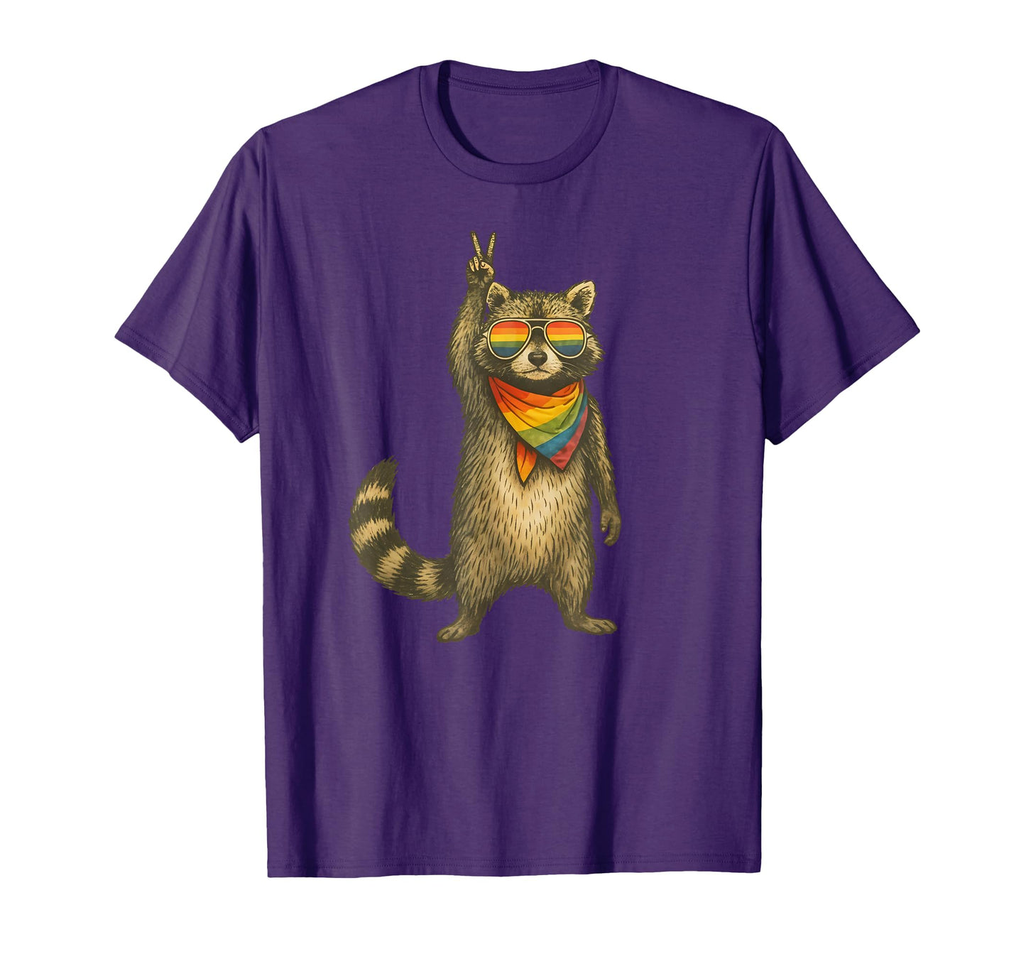 LGBT Pride Raccoon with Peaceful Vibes T-Shirt