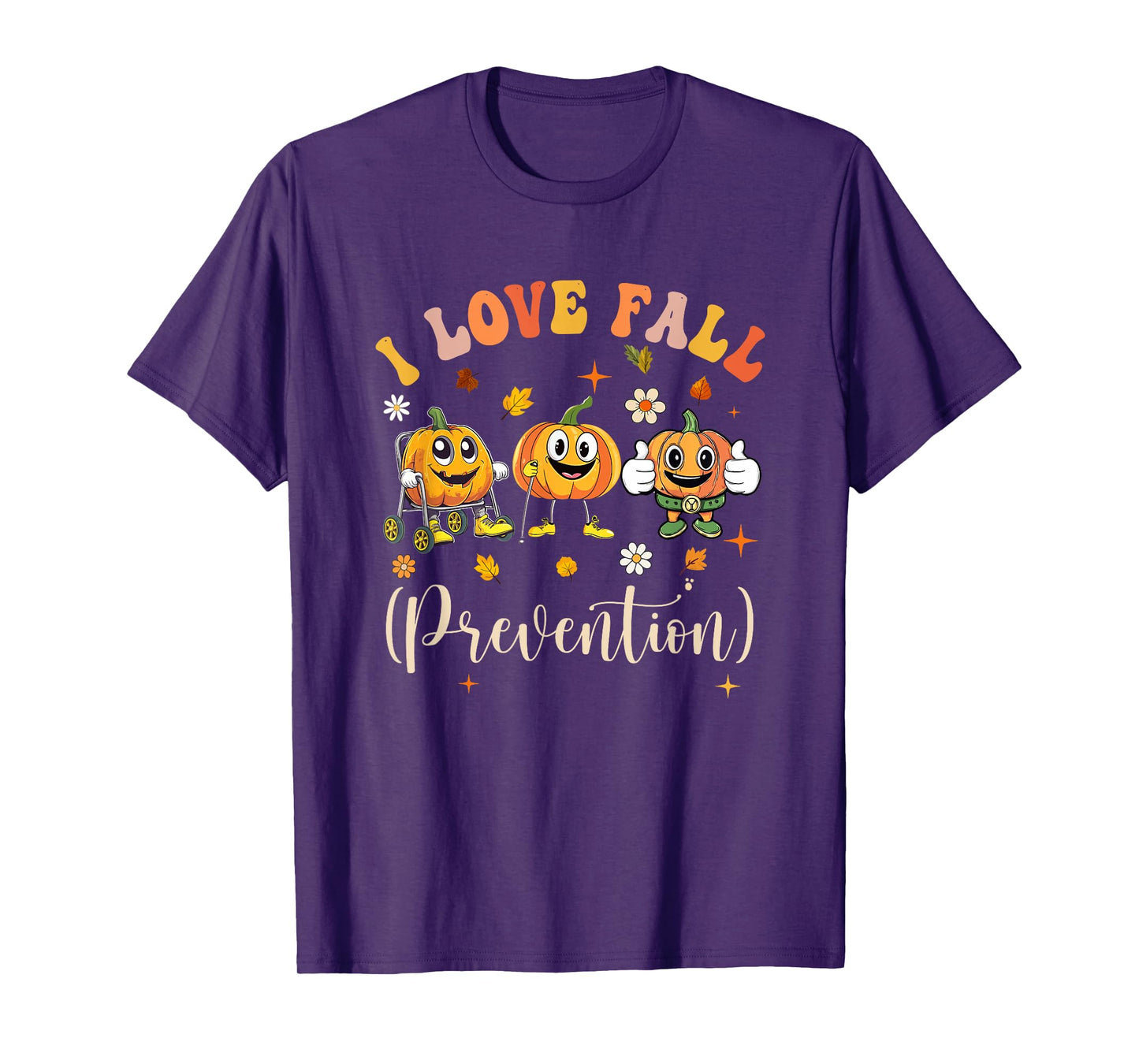 Groovy Retro I Love Fall Prevention Funny Physical Therapy T-Shirt