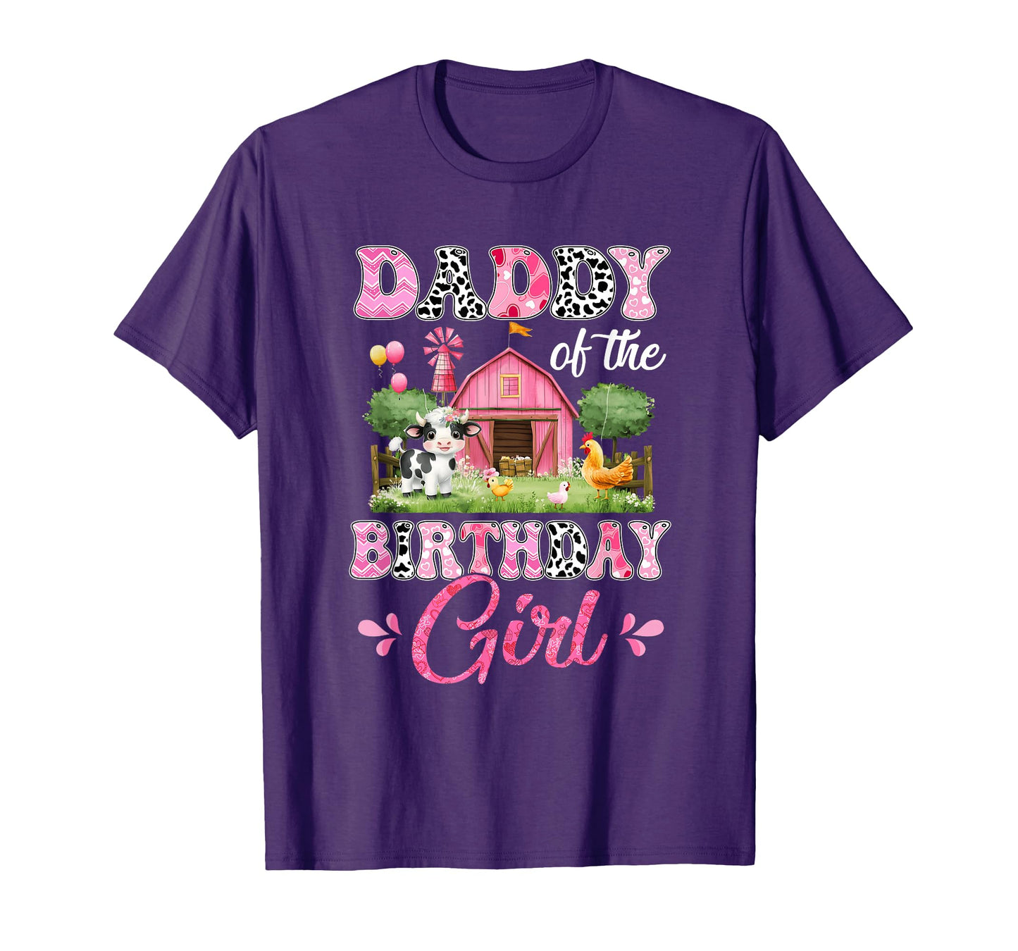 Daddy Of The Birthday Girl 1St Birthday Cow Farm Family T-Shirt