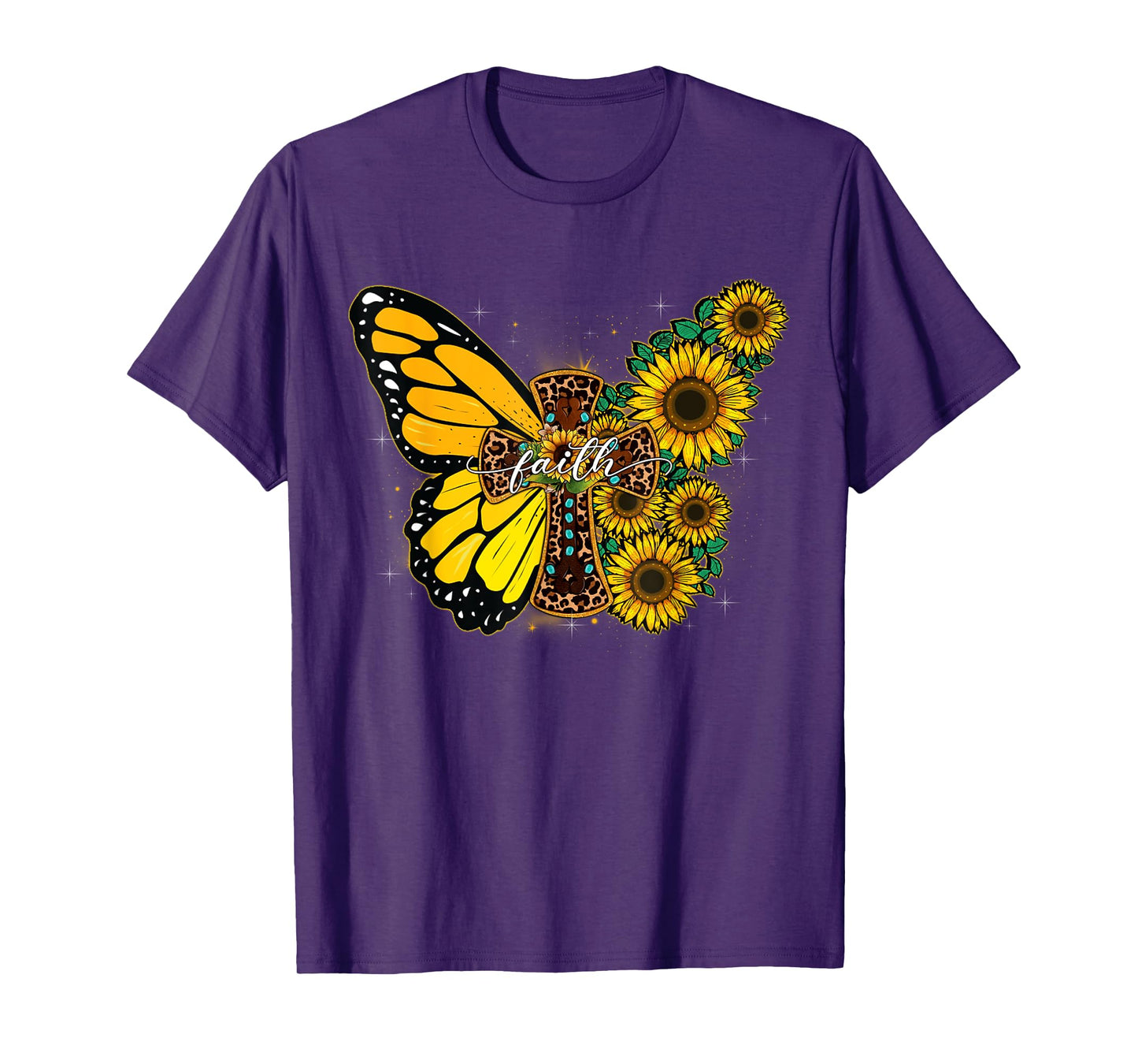 Sunflower Butterfly Jesus Christian Vintage T-Shirt