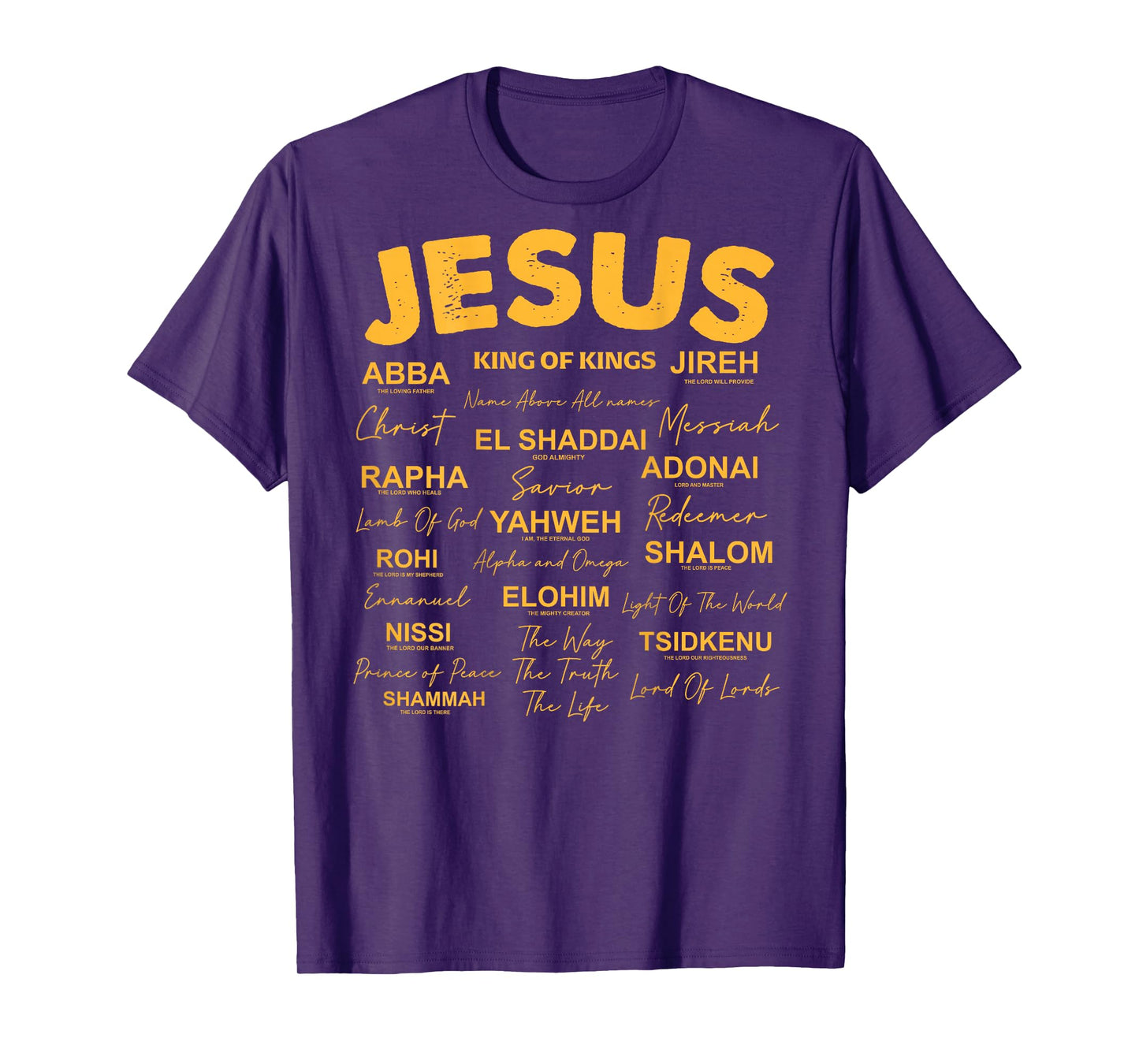 Jesus is King Names of God Hebrew Jesus Christian (On Back) T-Shirt