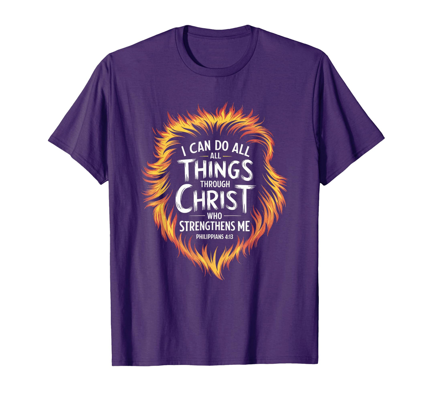 Christian Tshirt Philippians 4:13 Religious Lion Strengthens T-Shirt