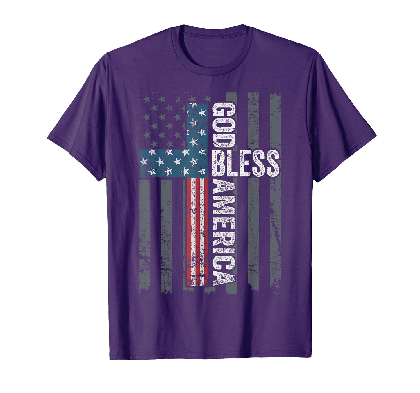 God Bless America - Patriotic Christian Cross USA Flag T-Shirt