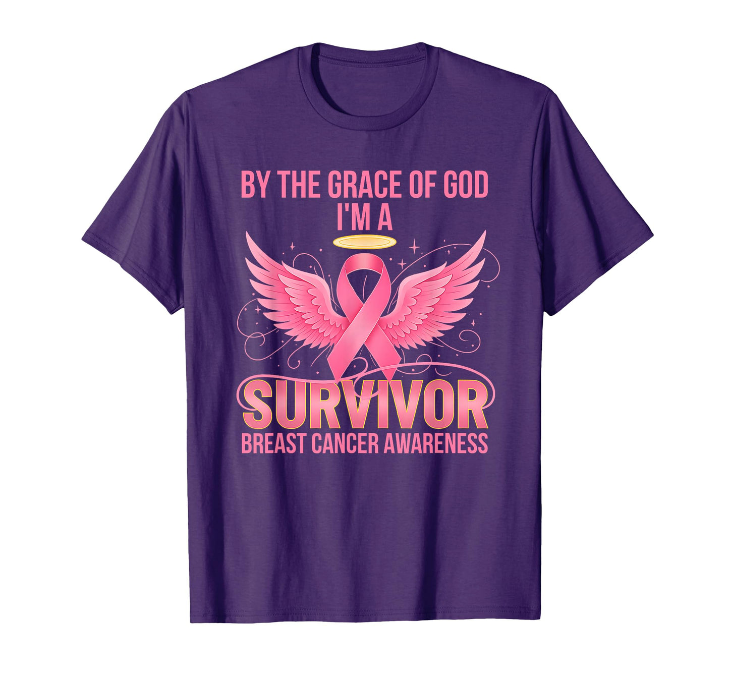 by The Grace of God I’m a Survivor Breast Cancer Awareness T-Shirt