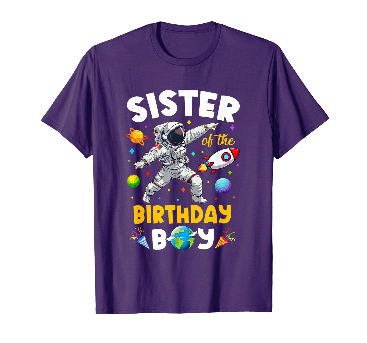 Sister Of The Birthday Boy Astronaut Outer Space Birthday T-Shirt