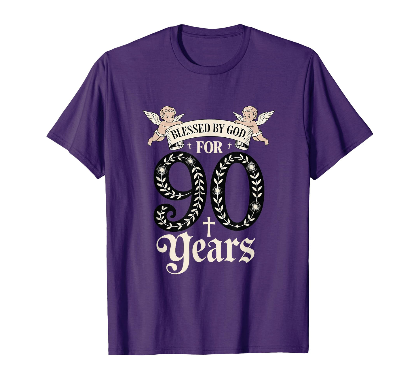 Blessed by God for 90 Years Religious Themed 90th Birthday T-Shirt