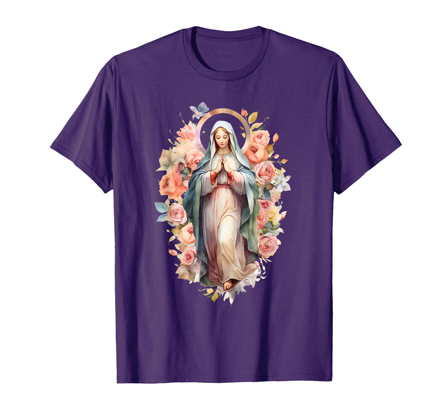 Blessed Mother Mary Mother of Jesus Roses Our Lady Catholic T-Shirt