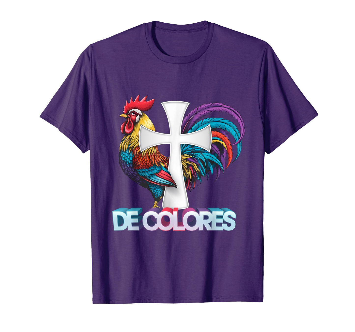 DeColores Cursillo Rainbow Rooster Catholic T-Shirt