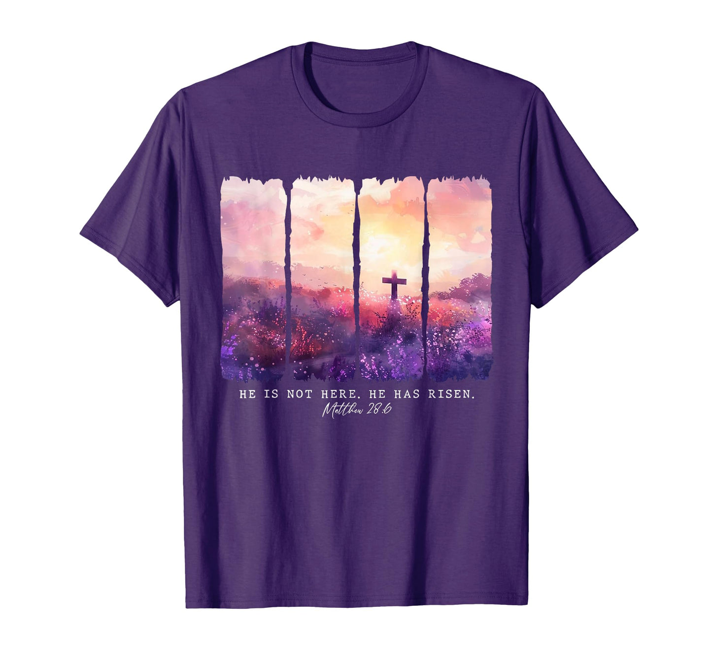 He is Not Here He Has Risen Floral Christian Bible Verse T-Shirt