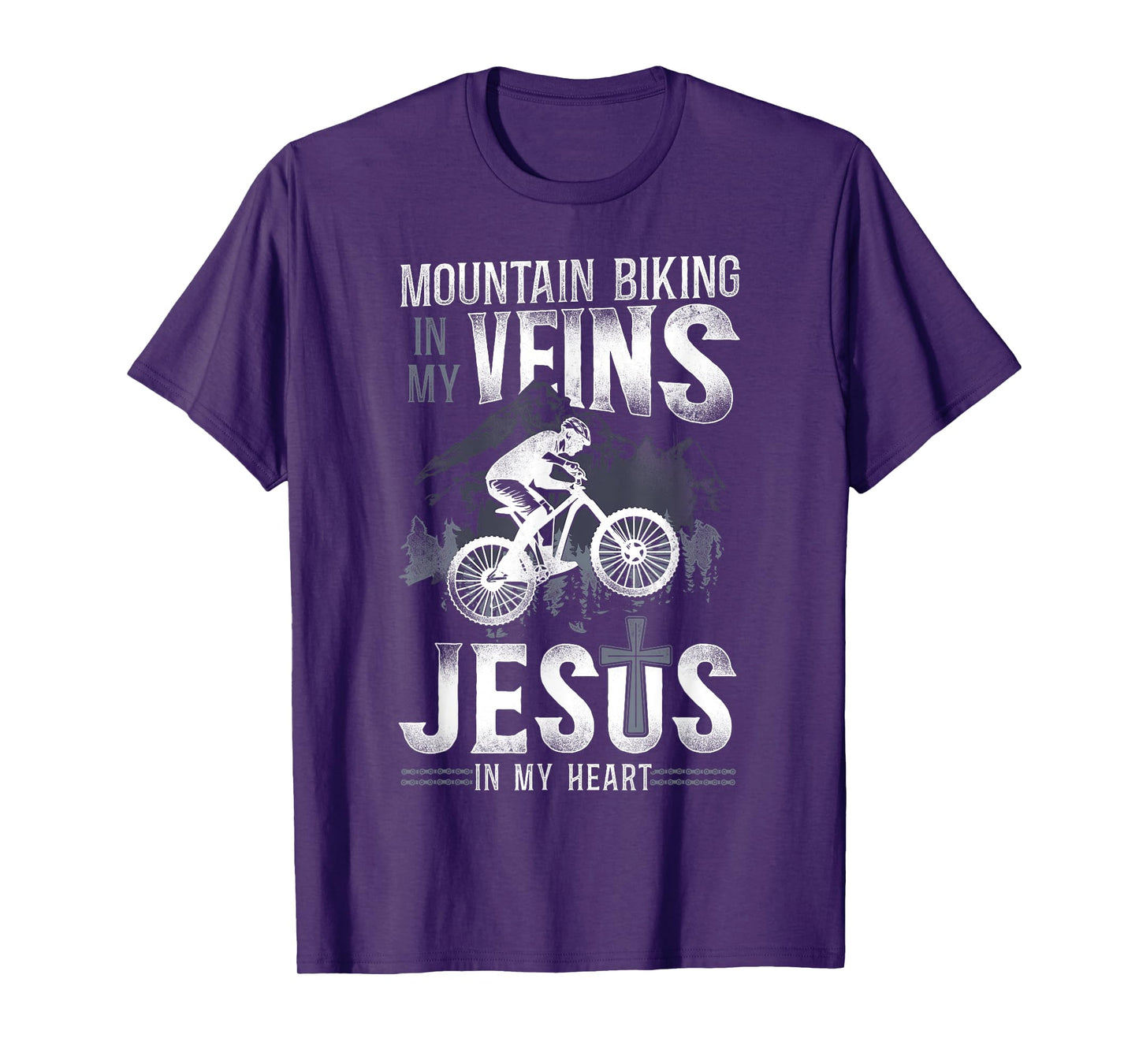 Enduro MTB Mountain Bike Riding Downhill Jesus Faith Vintage T-Shirt