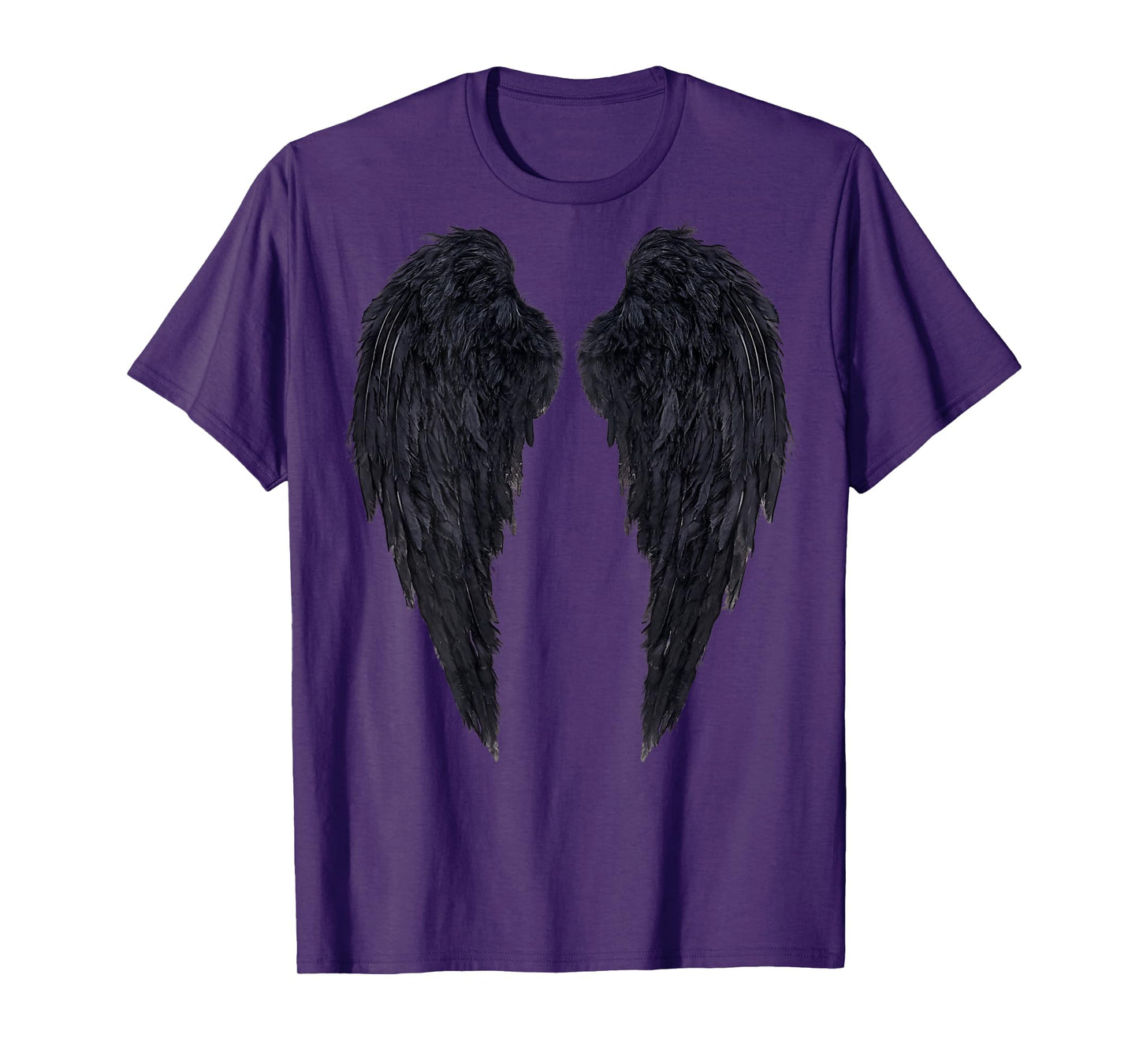 Black Angel Wings On The Back Of A T-Shirt