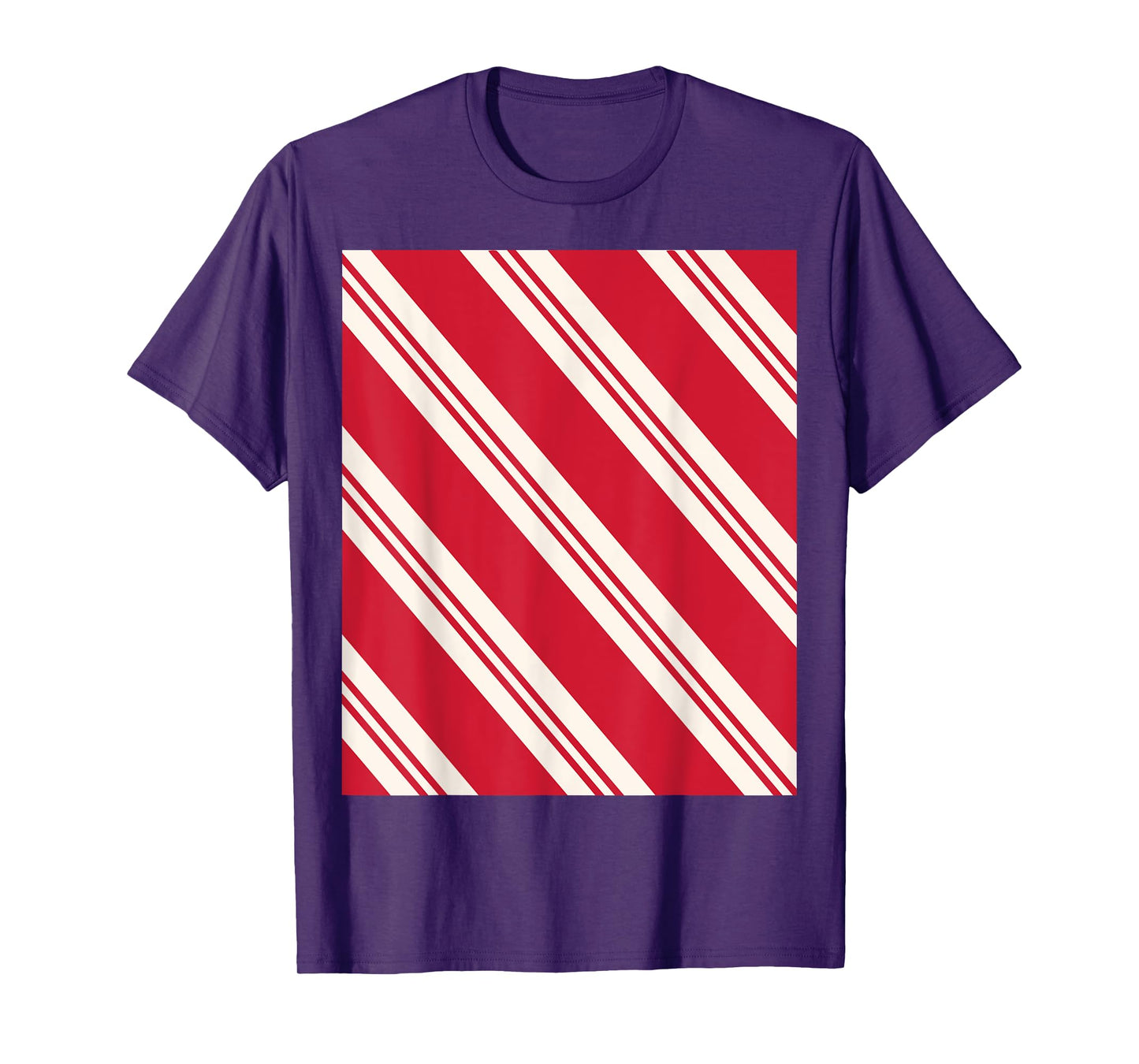 Candy Cane Stripe Diagonal Pattern Red T-Shirt
