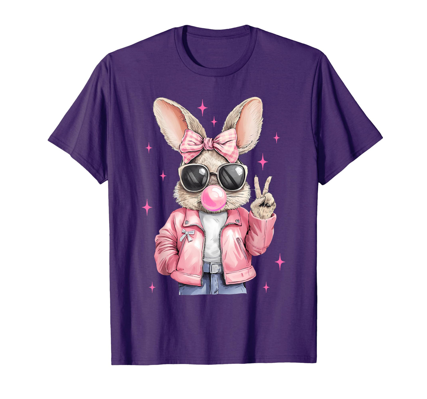 Happy Easter Bunny Rabbit Face Coquette Bow Easter Girl Kids T-Shirt