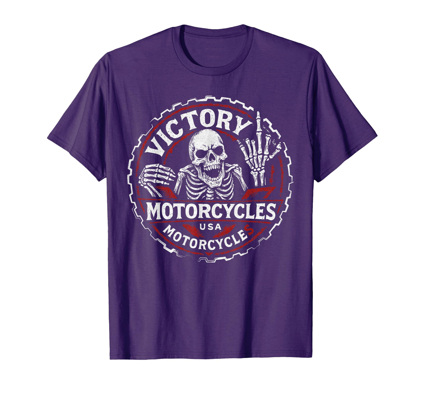 Vintage American Motor Cycles Victory USA Skeleton Funny T-Shirt