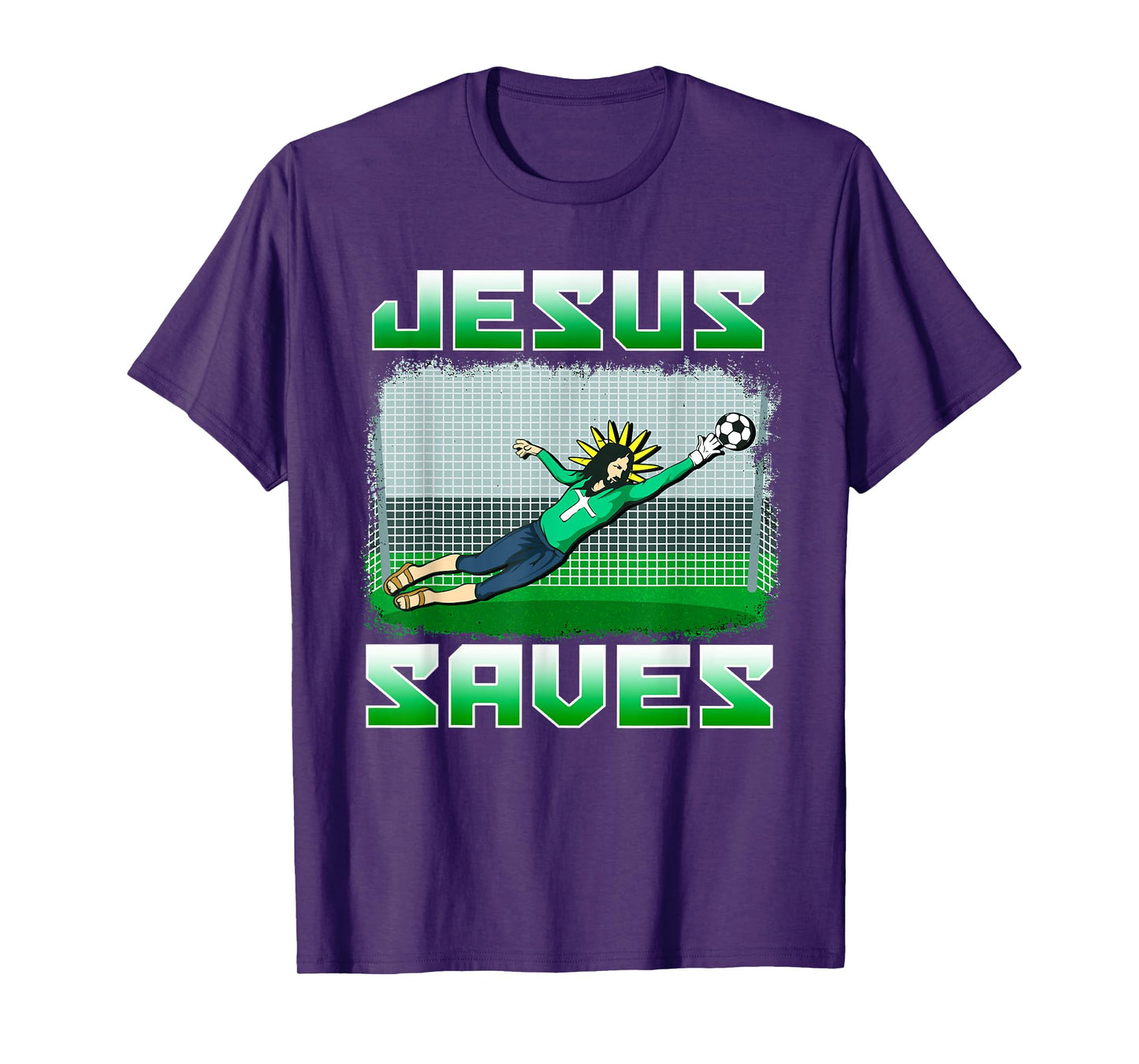 Funny Christian Soccer Jesus Saves Goalie T-Shirt