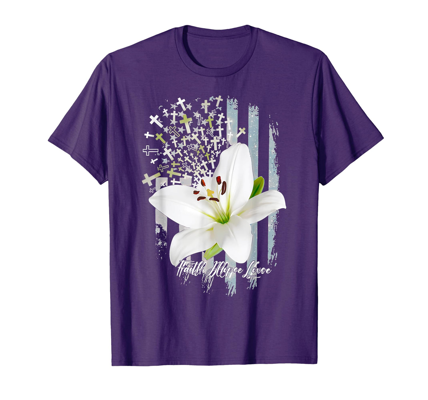 Jesus Cross Christian Faith Hope Love Religious Lily Flower T-Shirt