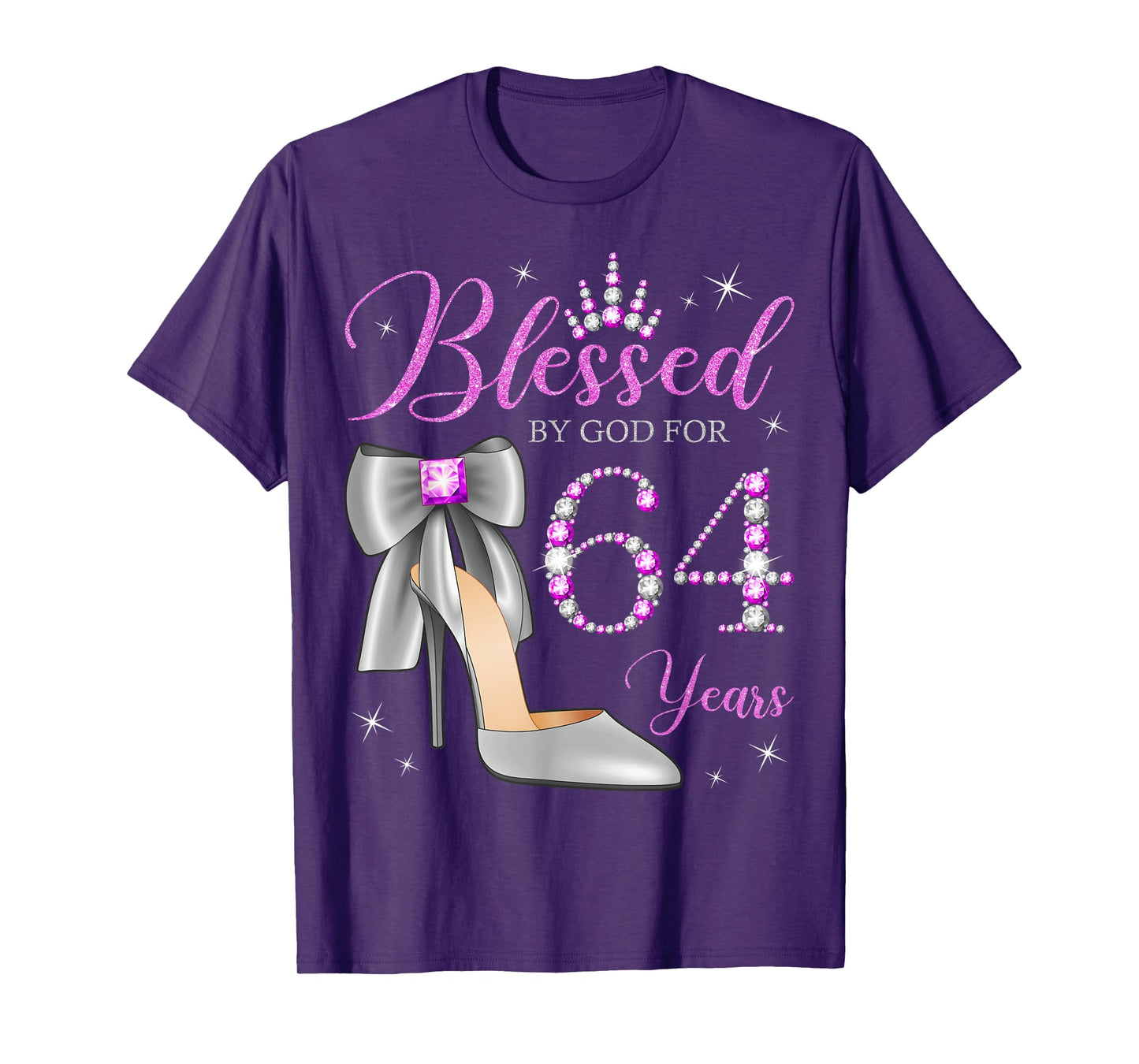 Blessed By God For 64 Years Old 64th Birthday Party Queen T-Shirt