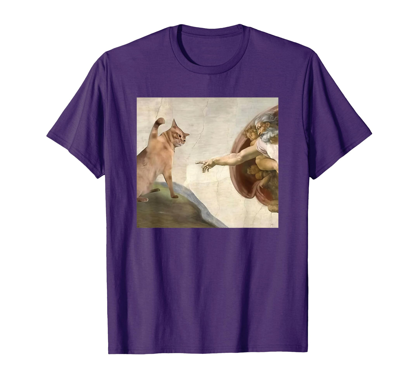 Funny Cat God Creation of Adam meme Jesus T-Shirt