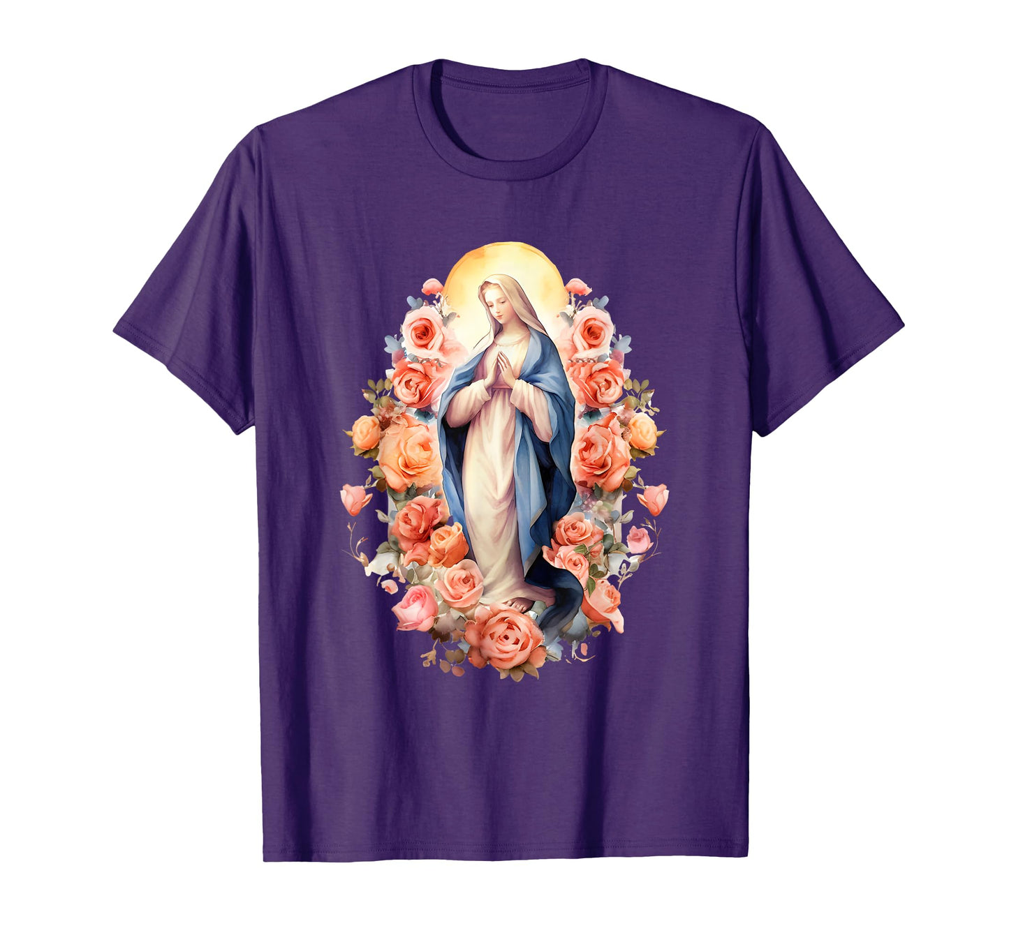 Blessed Mother Mary Mother of Jesus Roses Our Lady Catholic T-Shirt
