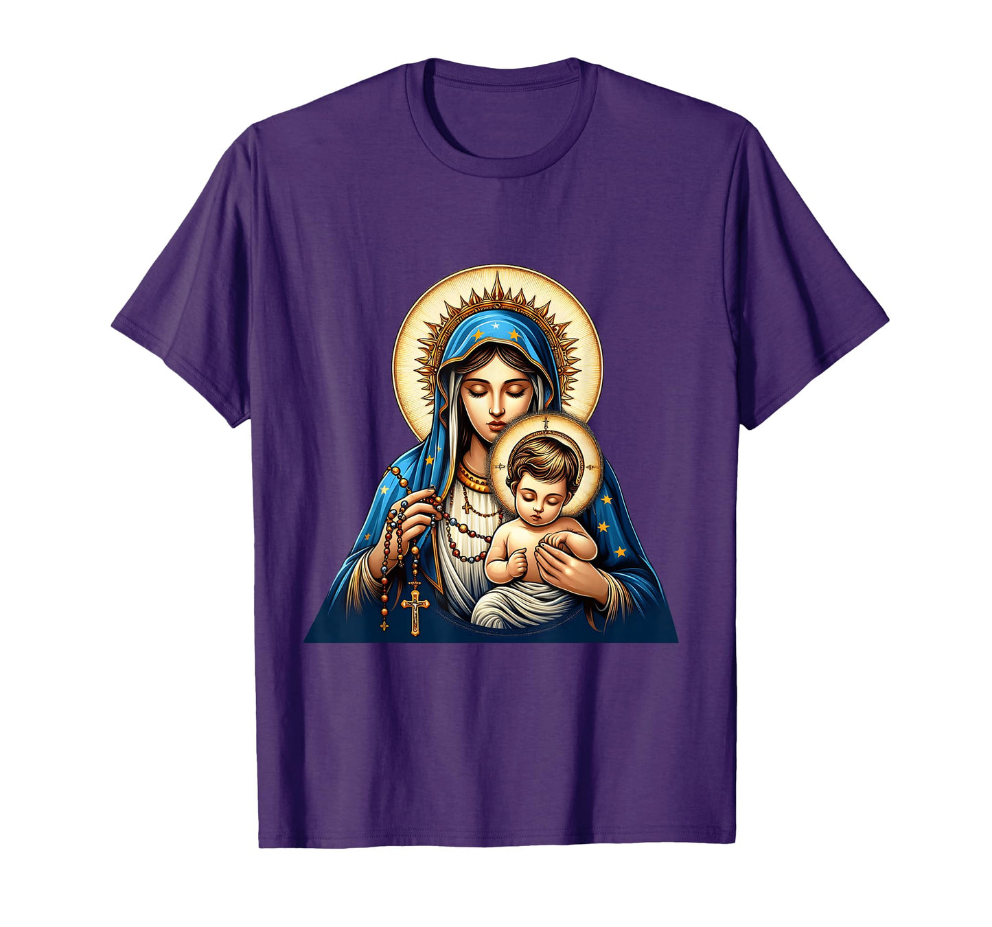 Holy Rosary Virgin Mary Baby Jesus Catholic Rosary Mysteries T-Shirt
